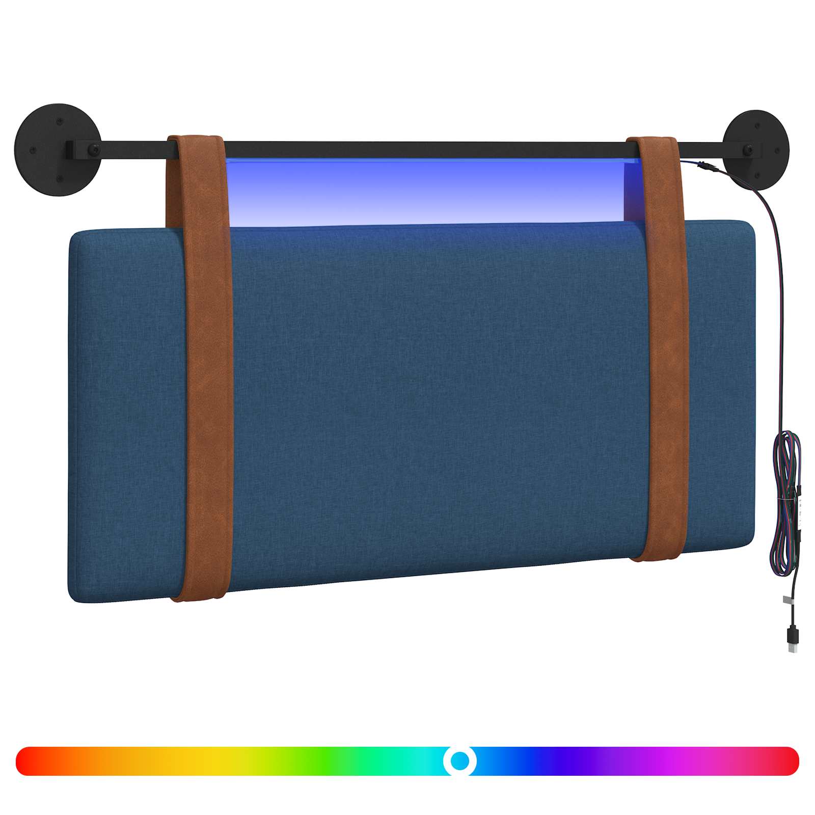 Hängendes Kopfteil Mit LED Licht Blau Antikes PU