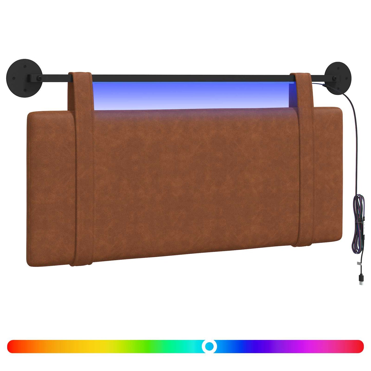 Hängendes Kopfteil Mit LED Licht Braun Antikes PU