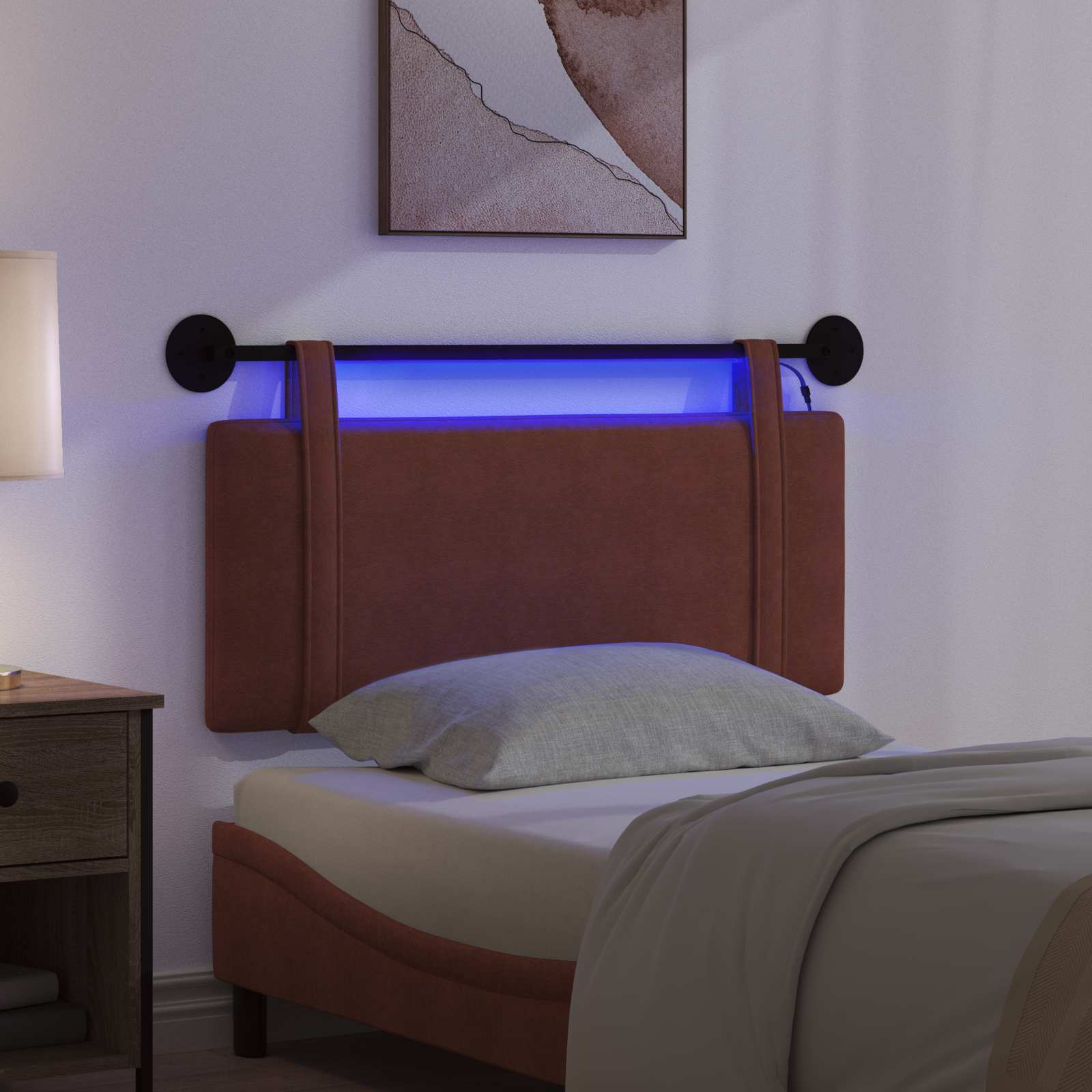 Hängendes Kopfteil Mit LED Licht Glänzendes Braun Antikes PU