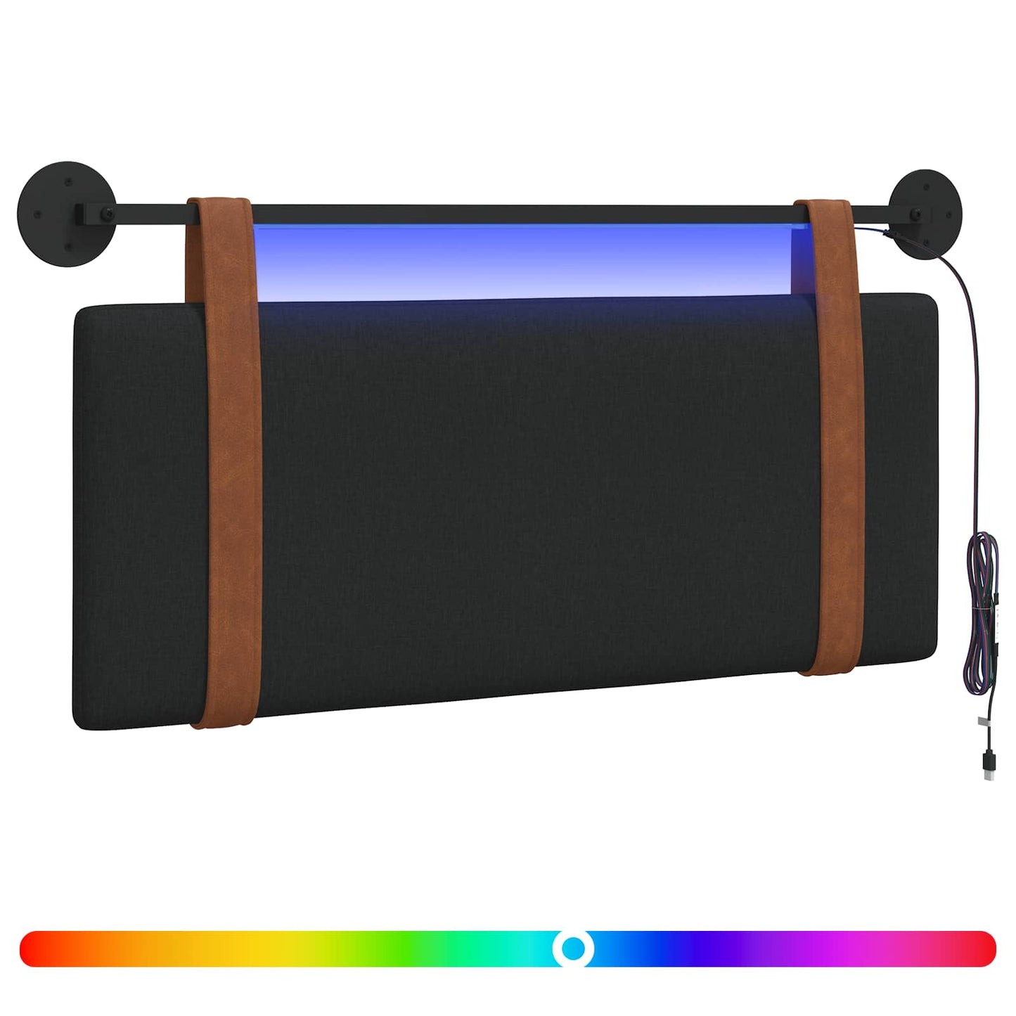 Hängendes Kopfteil Mit LED Licht Schwarz Antikes PU
