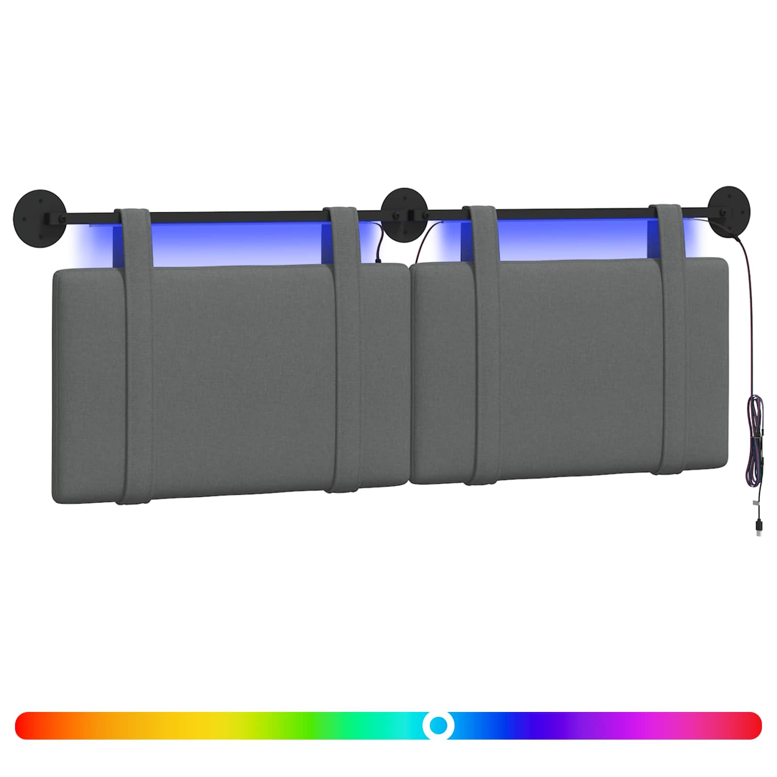 Hängendes Kopfteil Mit LED Licht Dunkelgrau Stoff