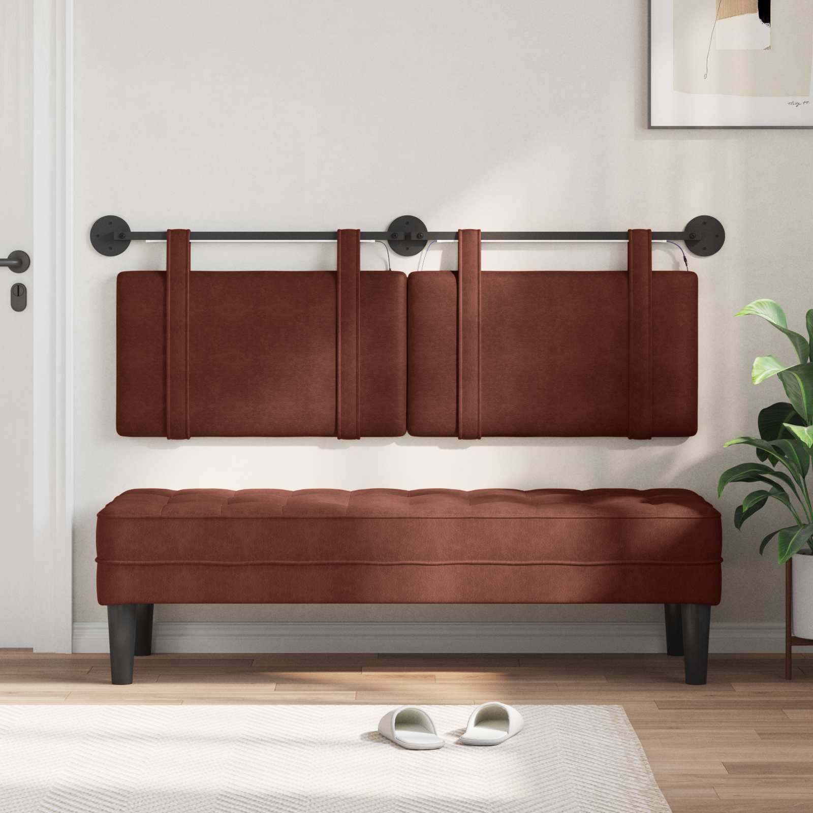 Hängendes Kopfteil Mit LED Licht Glänzendes Braun Antikes PU