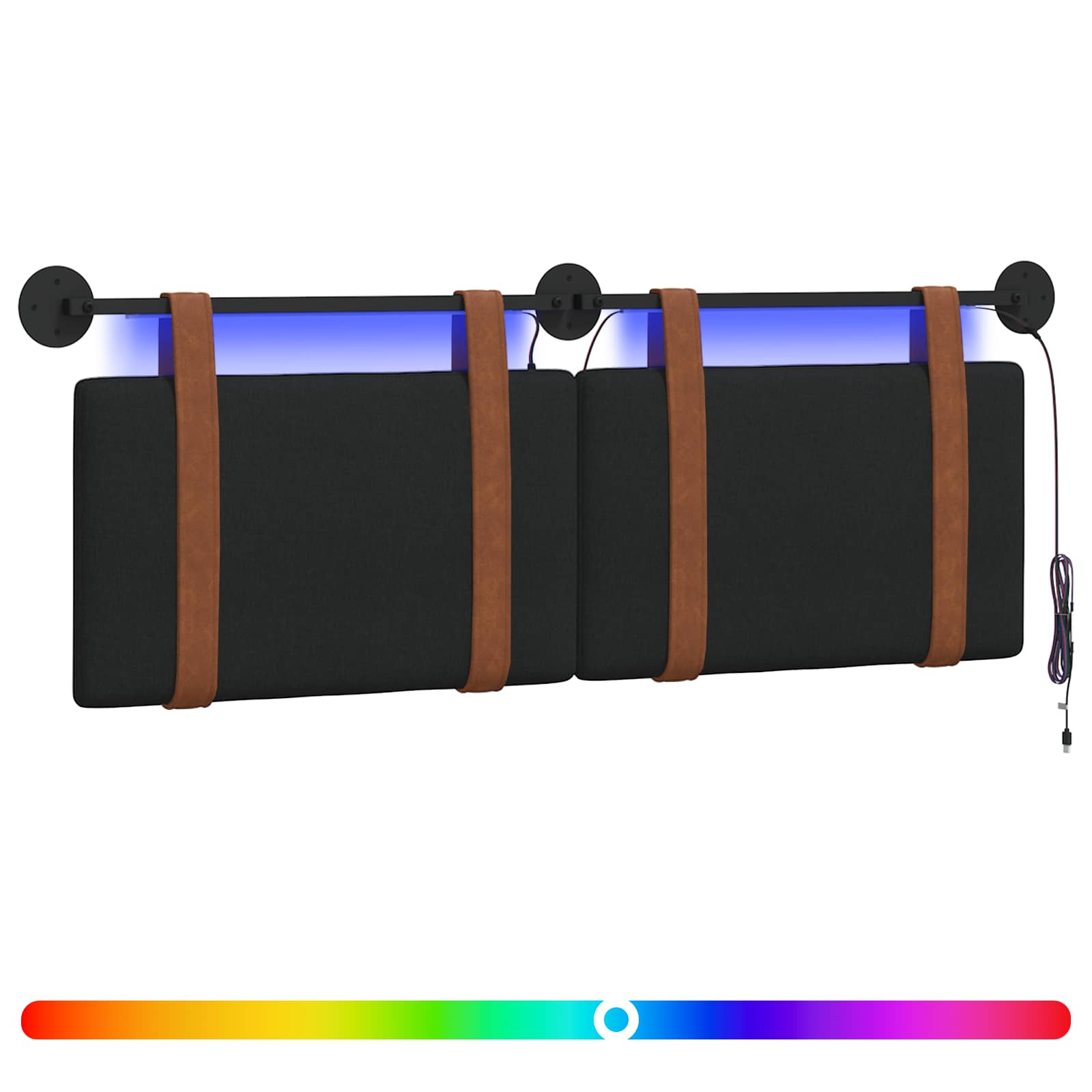 Hängendes Kopfteil Mit LED Licht Schwarz Antikes PU