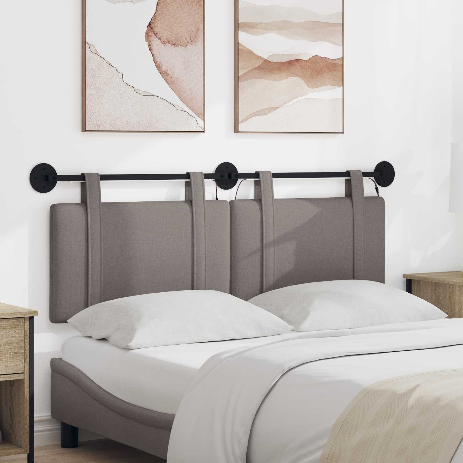Hängendes Kopfteil Mit LED Licht Taupe Stoff