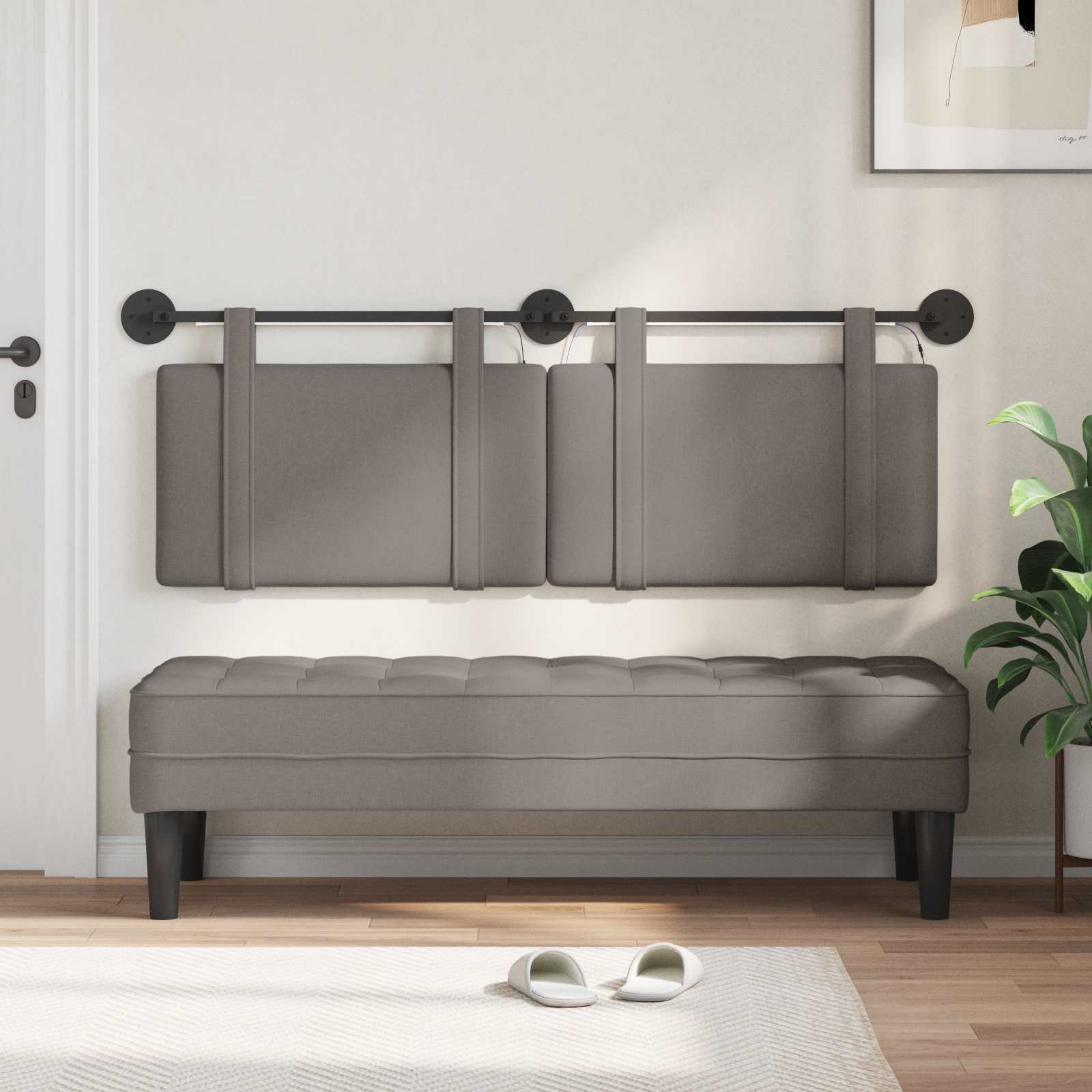 Hängendes Kopfteil Mit LED Licht Taupe Stoff