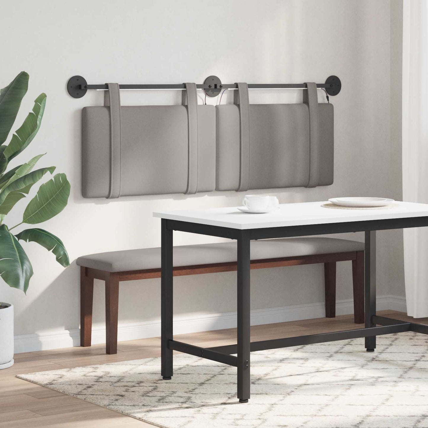 Hängendes Kopfteil Mit LED Licht Taupe Stoff