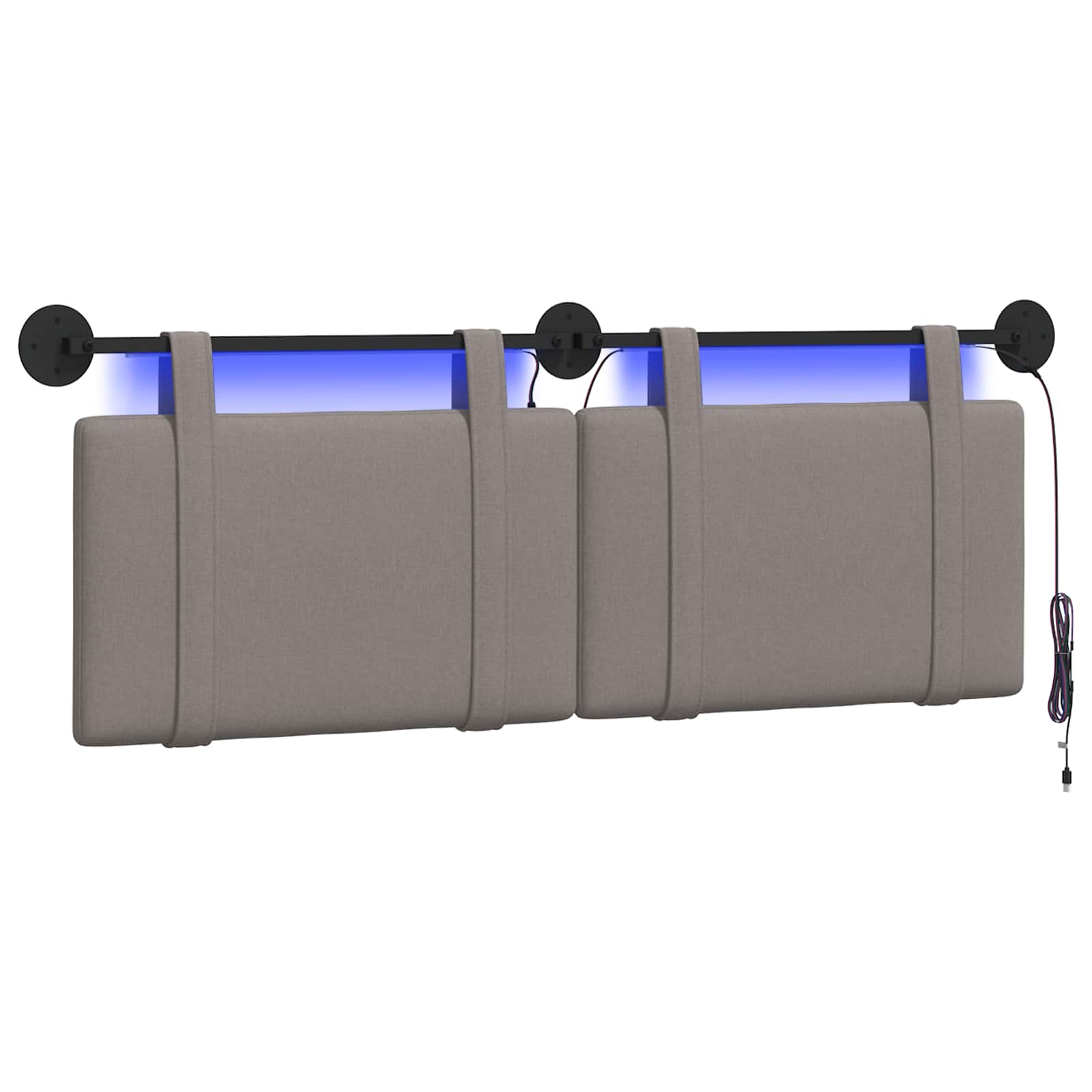 Hängendes Kopfteil Mit LED Licht Taupe Stoff