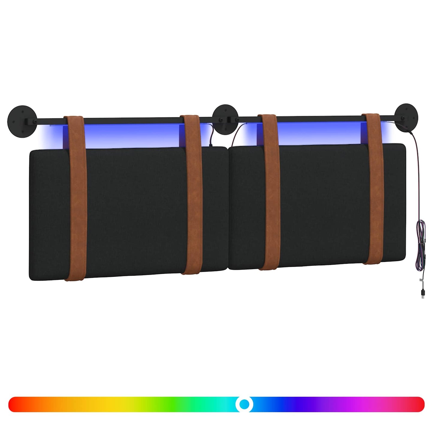 Hängendes Kopfteil Mit LED Licht Schwarz Antikes PU