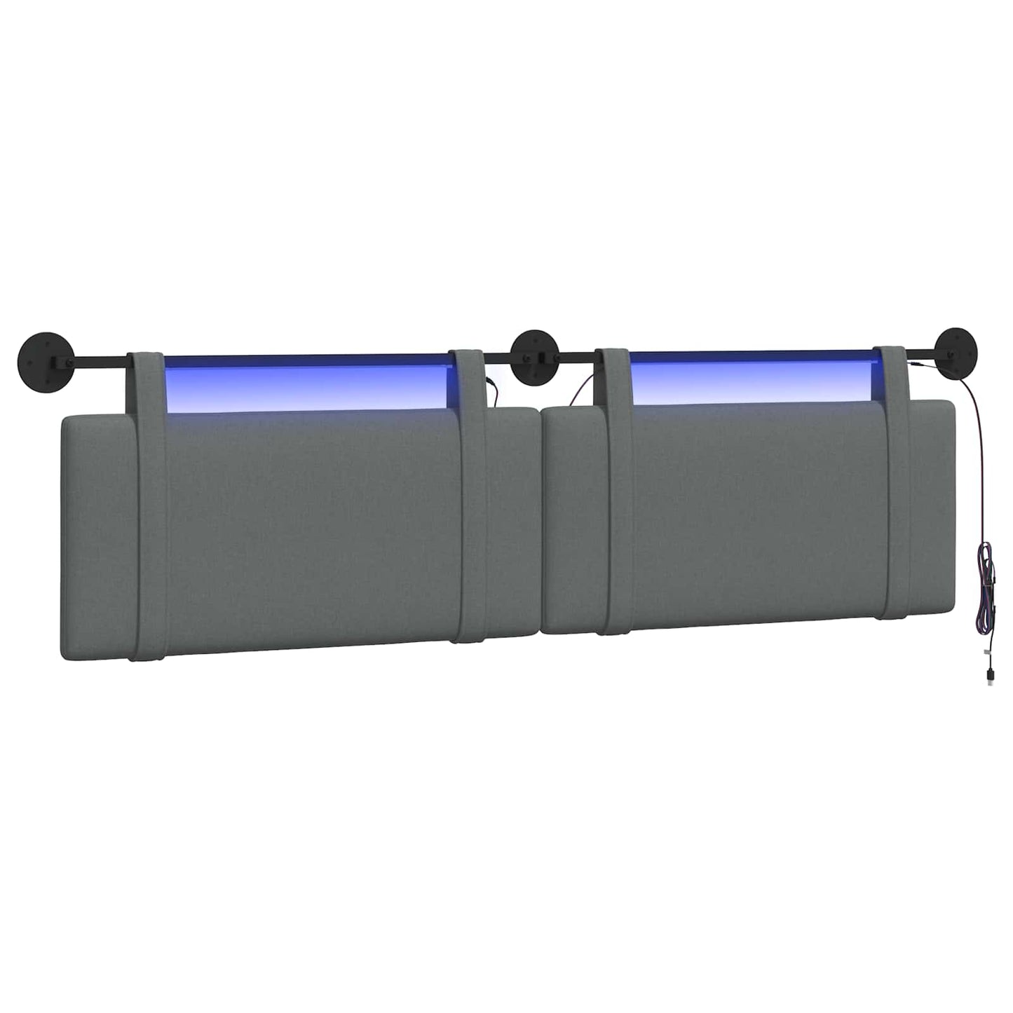 Hängendes Kopfteil Mit LED Licht Dunkelgrau Stoff