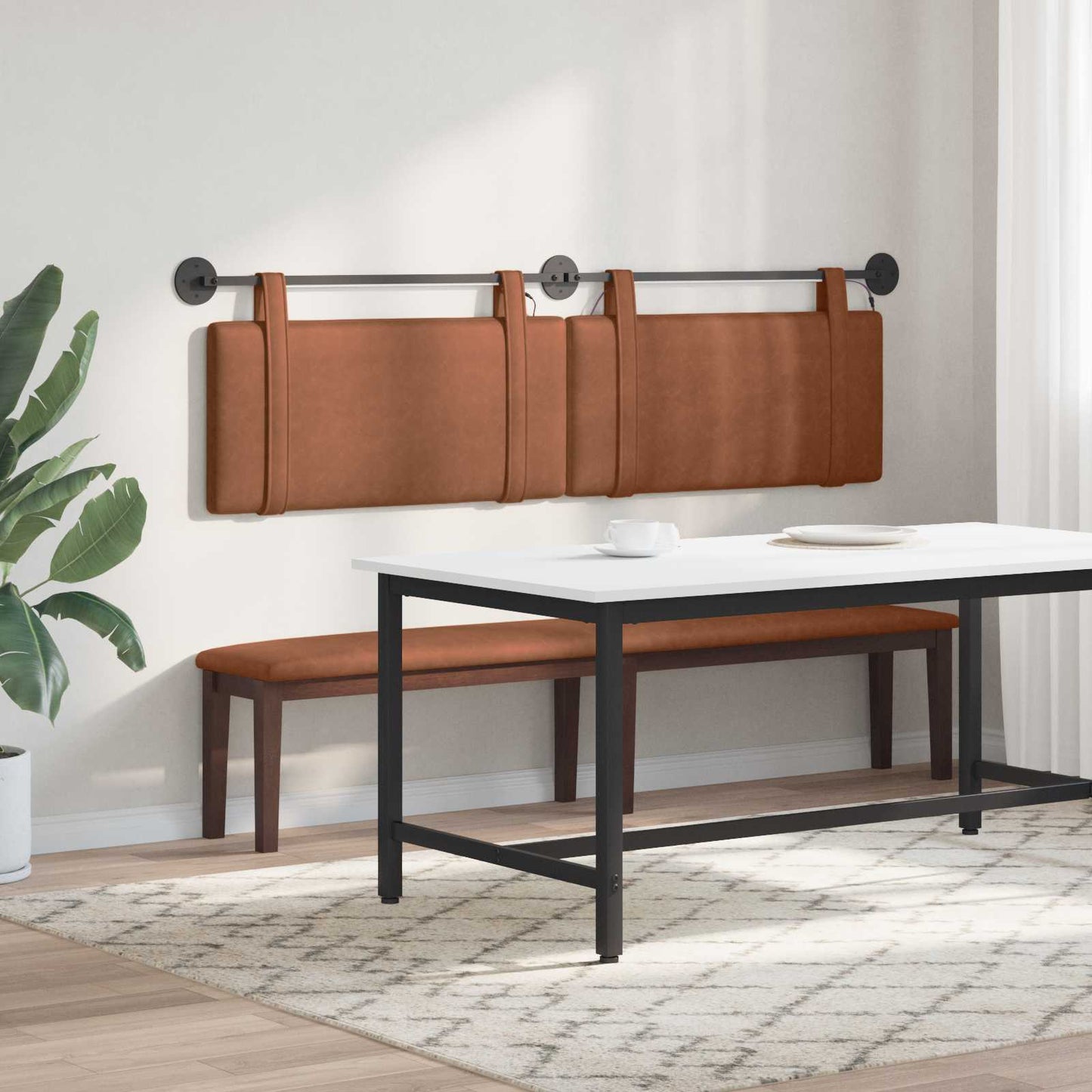 Hängendes Kopfteil Mit LED Licht Braun Antikes PU
