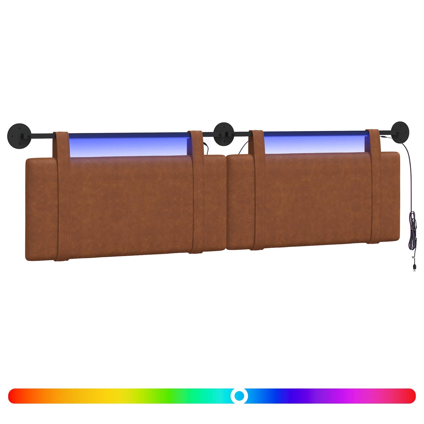 Hängendes Kopfteil Mit LED Licht Braun Antikes PU