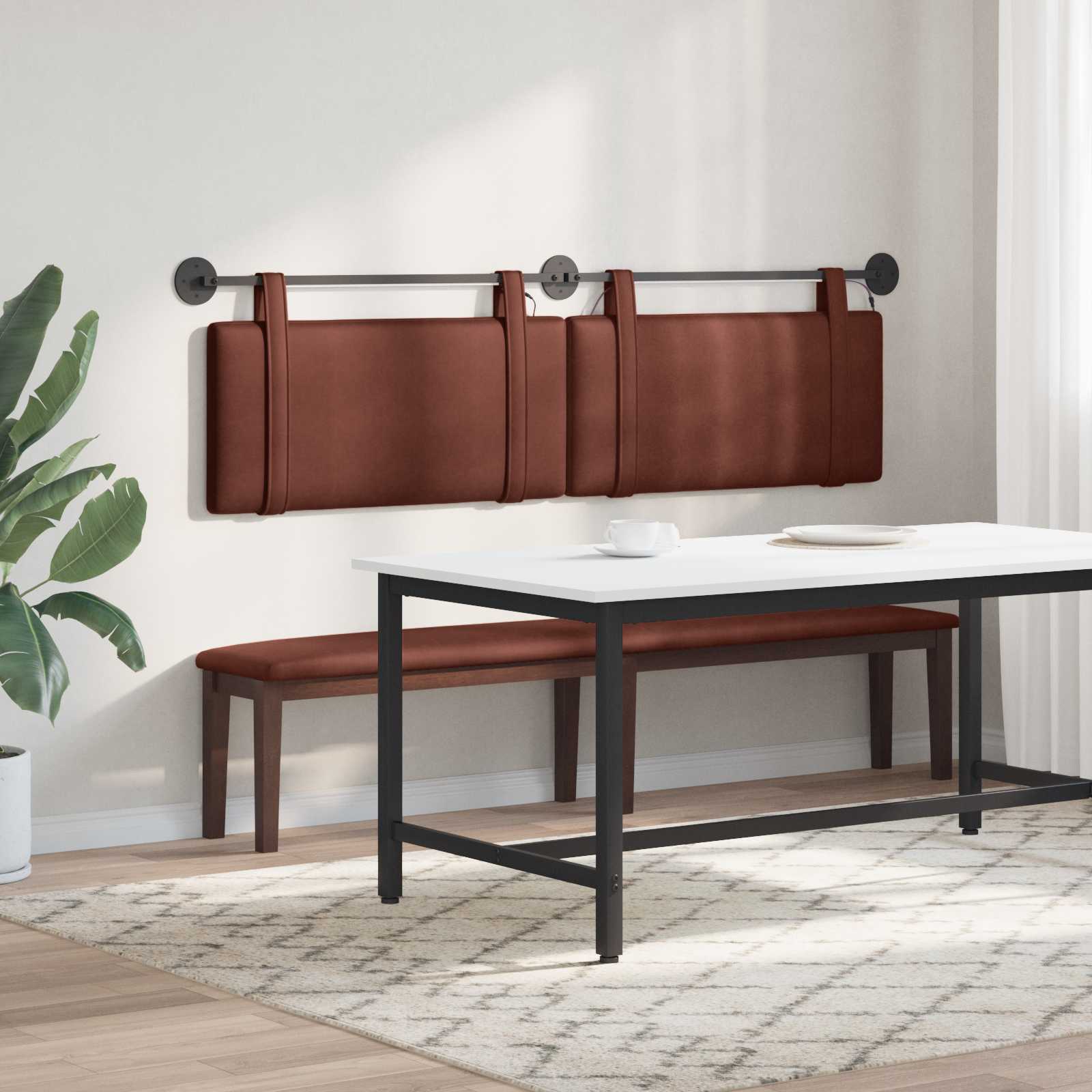 Hängendes Kopfteil Mit LED Licht Glänzendes Braun Antikes PU