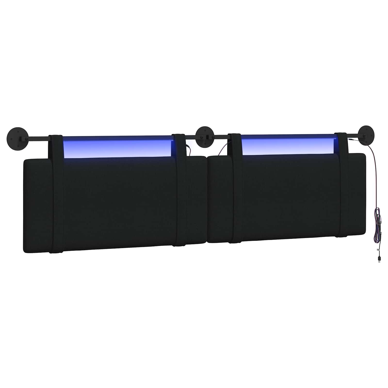 Hängendes Kopfteil Mit LED Licht Schwarz Stoff
