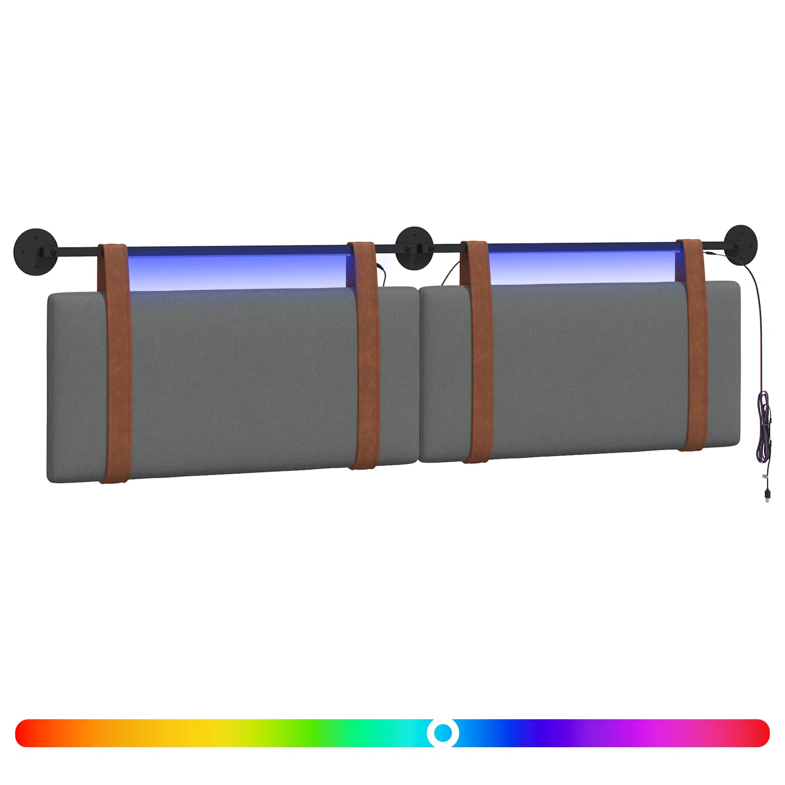 Hängendes Kopfteil Mit LED Licht Dunkelgrau Antikes PU