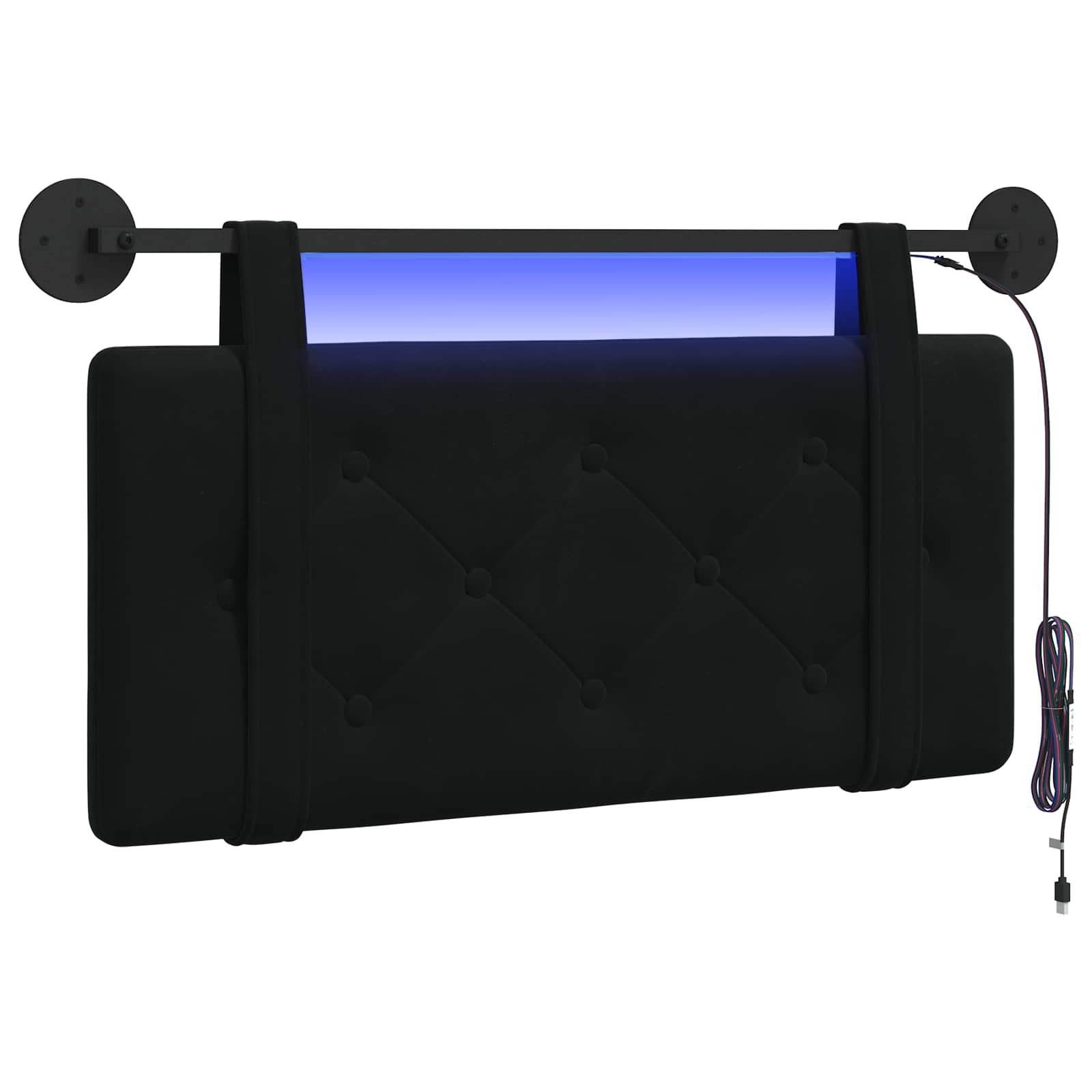 Hängendes Kopfteil Mit LED Licht Schwarz Samt