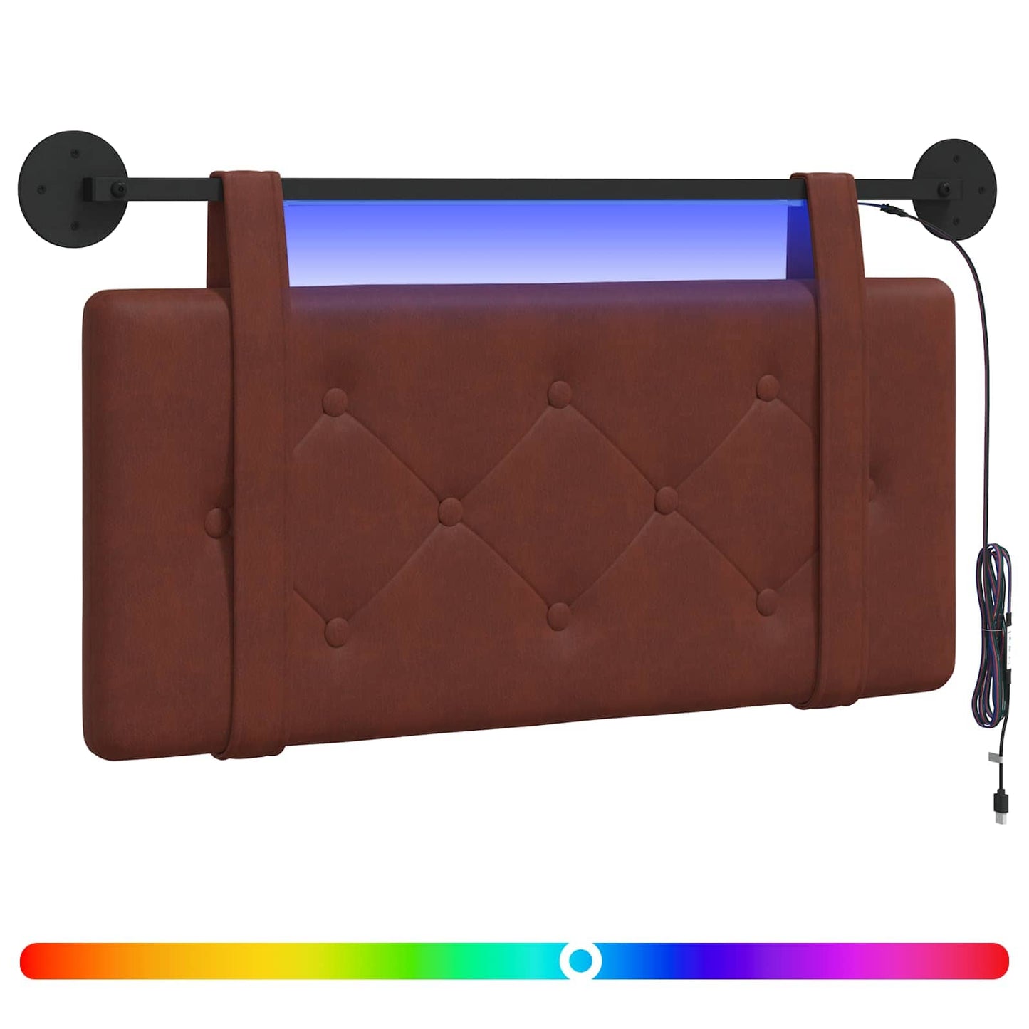 Hängendes Kopfteil Mit LED Licht Glänzendes Braun Antikes PU