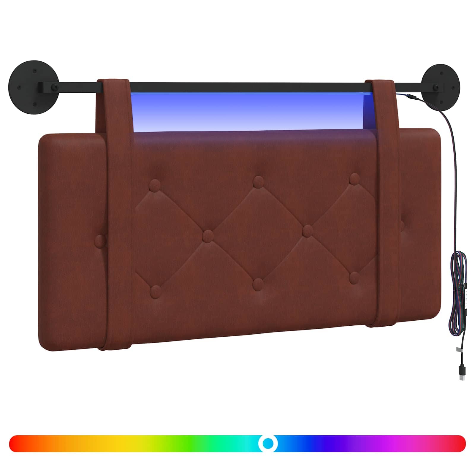 Hängendes Kopfteil Mit LED Licht Glänzendes Braun Antikes PU