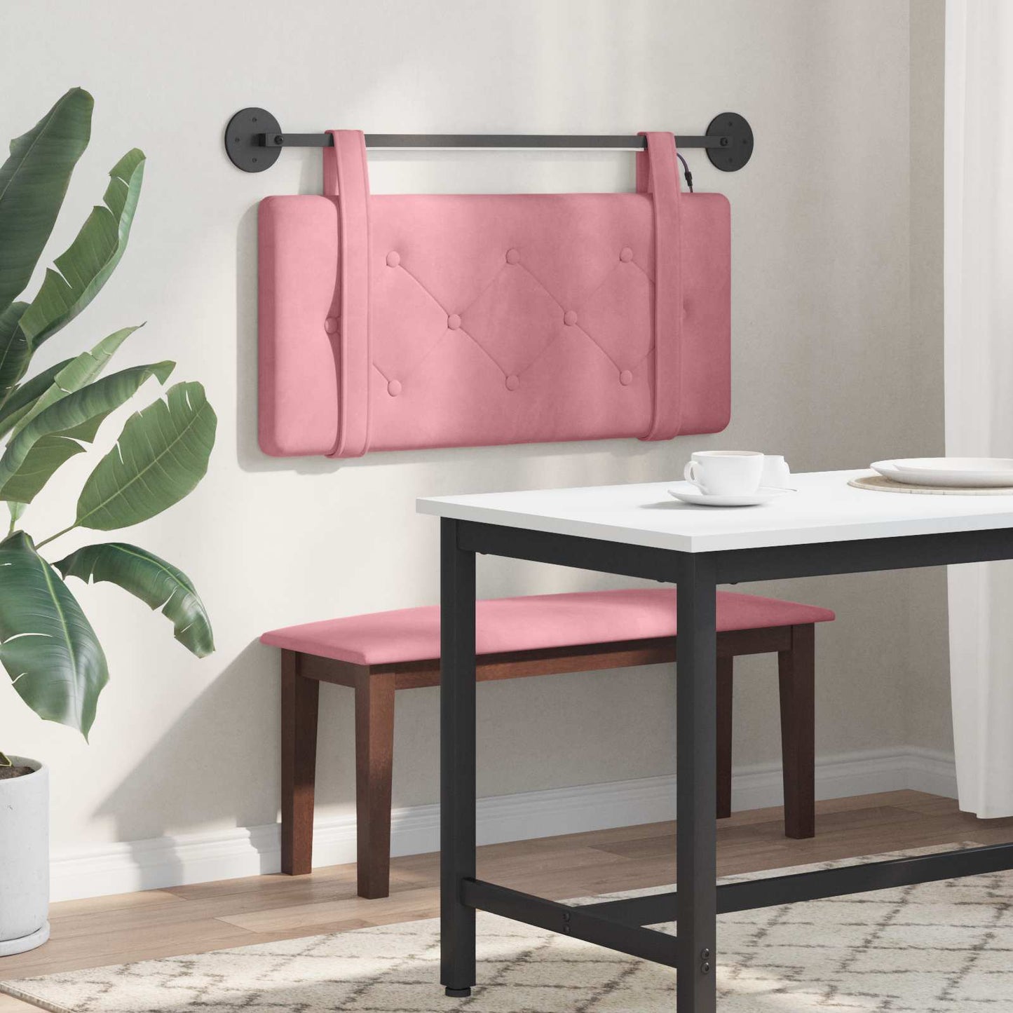 Hängendes Kopfteil Mit LED Licht Rosa Samt