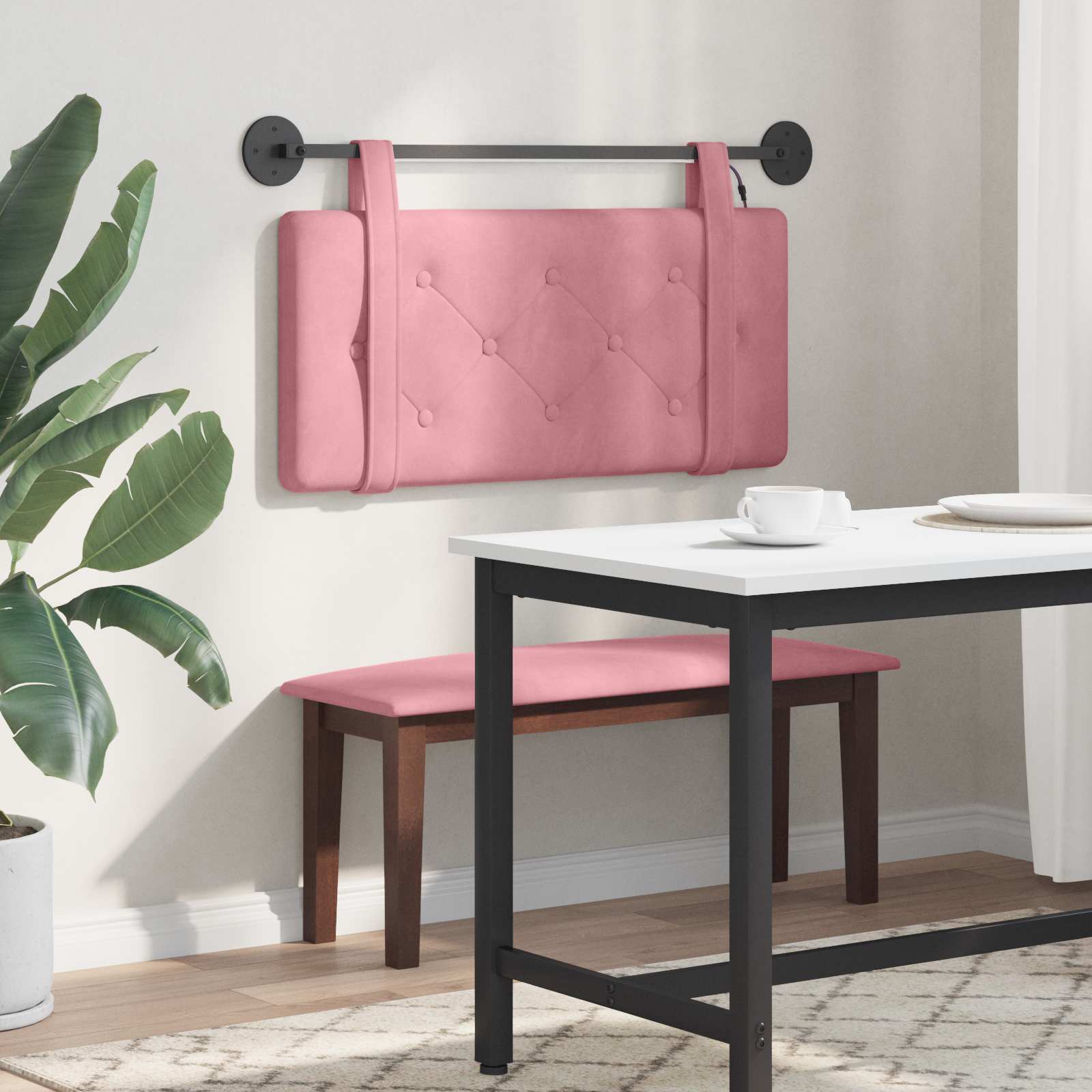 Hängendes Kopfteil Mit LED Licht Rosa Samt