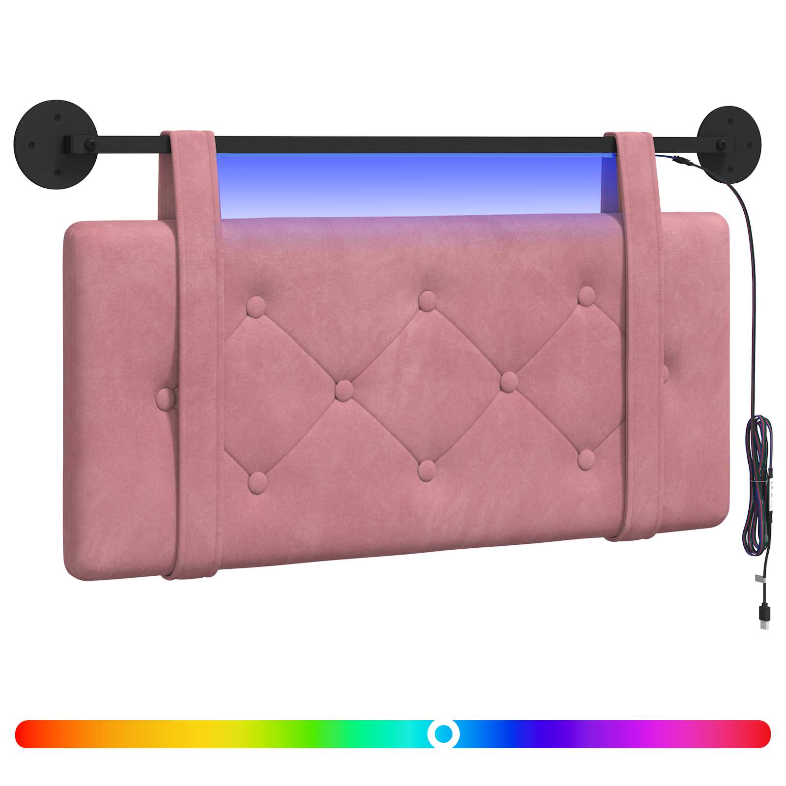 Hängendes Kopfteil Mit LED Licht Rosa Samt