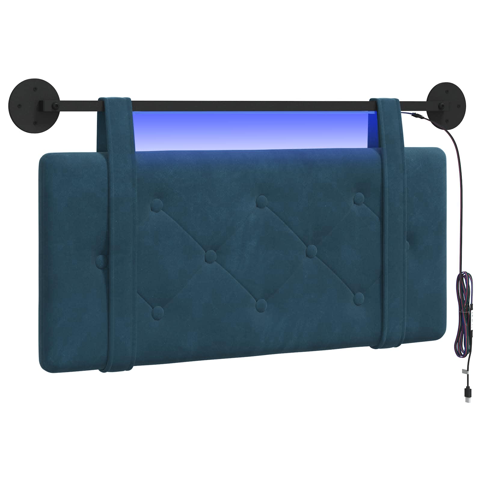 Hängendes Kopfteil Mit LED Licht Blau Samt