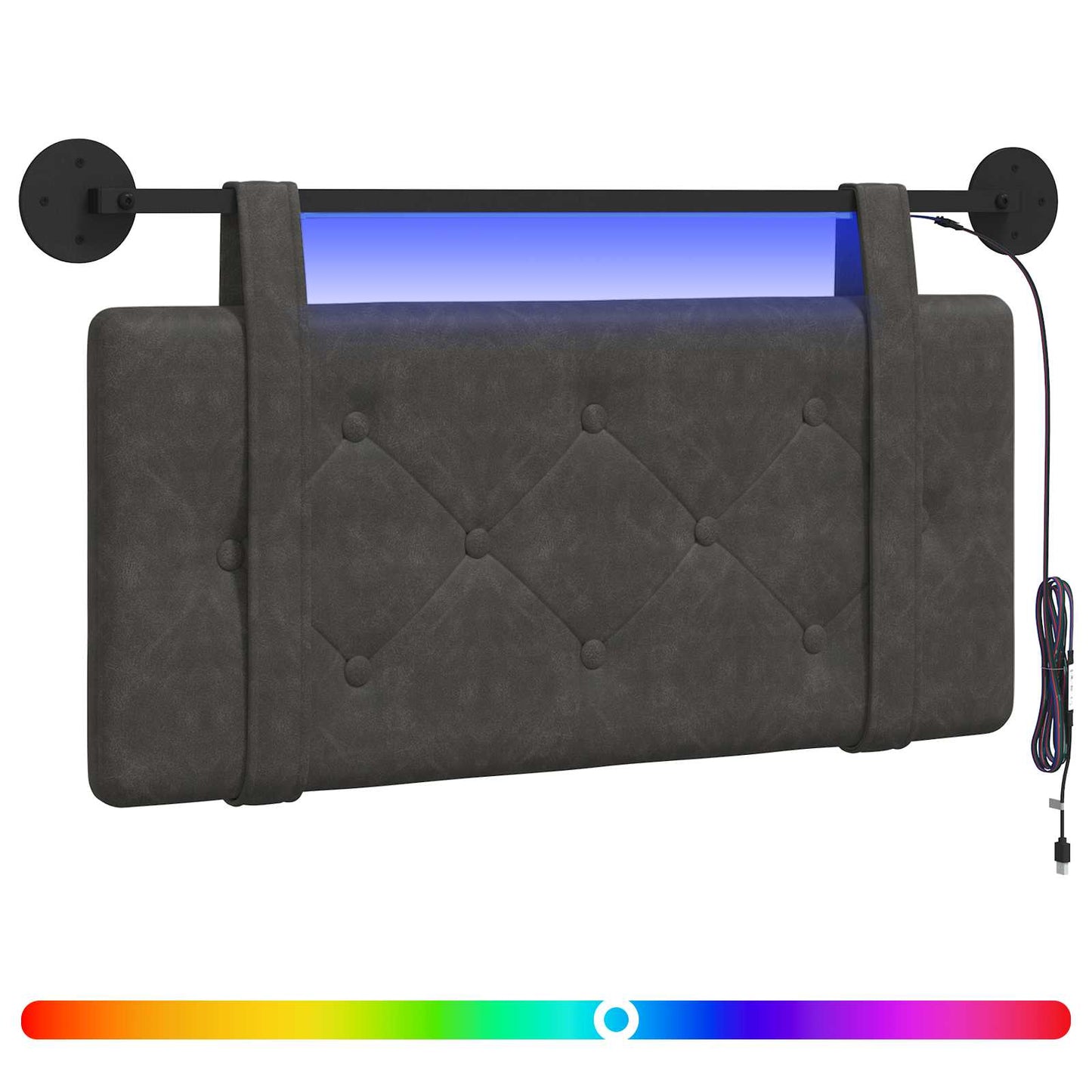 Hängendes Kopfteil Mit LED Licht Schwarz Antikes PU