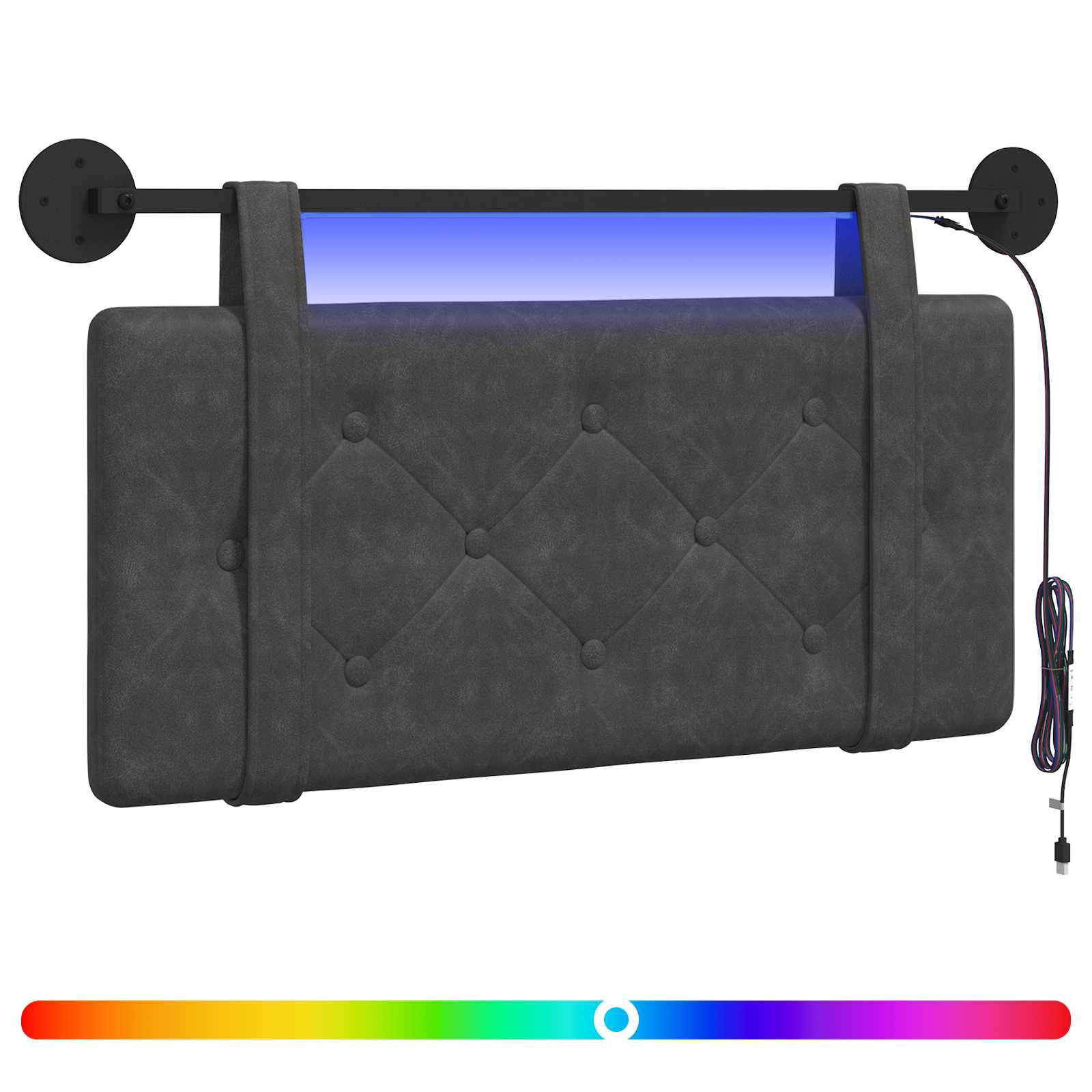Hängendes Kopfteil Mit LED Licht Schwarz Antikes PU
