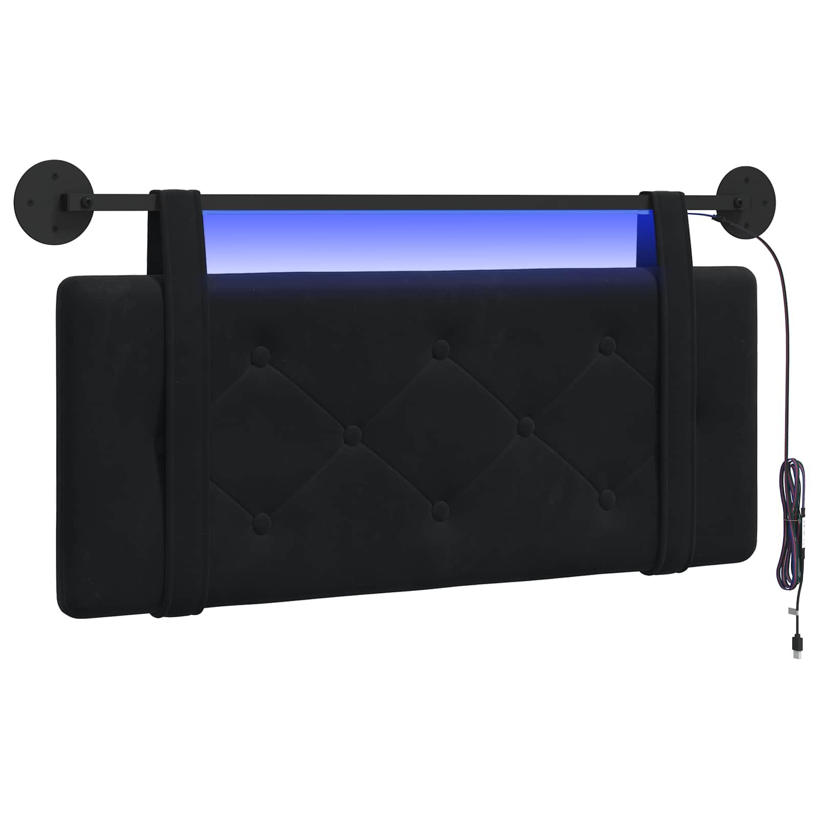 Hängendes Kopfteil Mit LED Licht Schwarz Samt