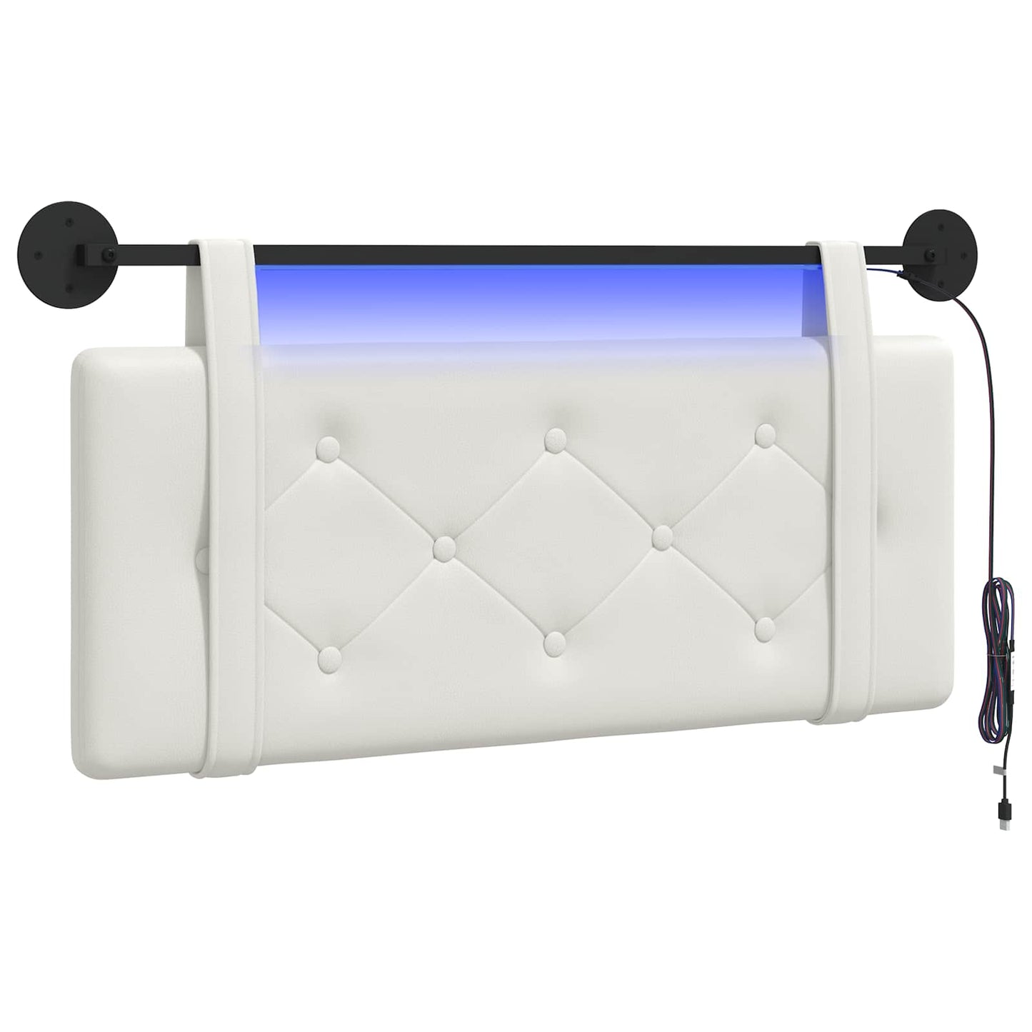 Hängendes Kopfteil Mit LED Licht Weiß Kunstleder