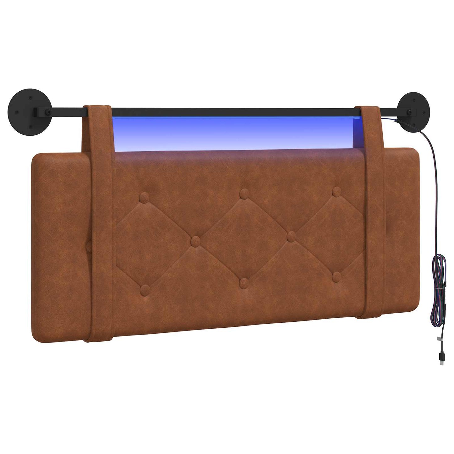 Hängendes Kopfteil Mit LED Licht Braun Antikes PU