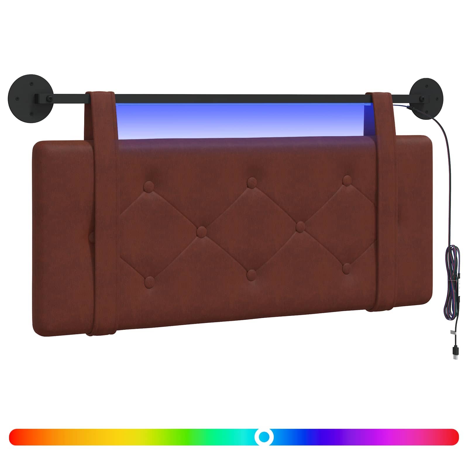 Hängendes Kopfteil Mit LED Licht Glänzendes Braun Antikes PU