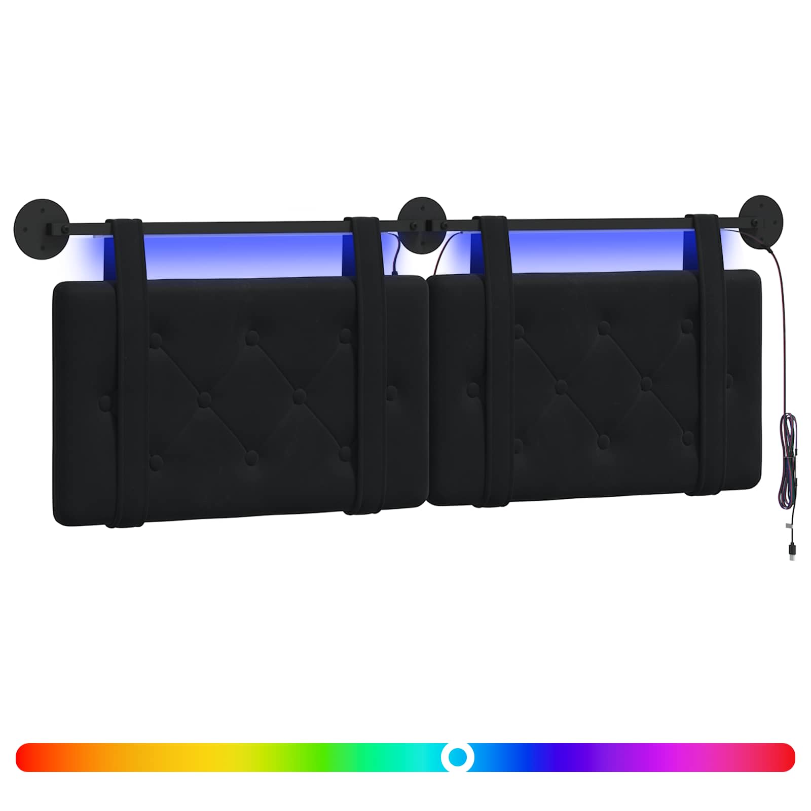 Hängendes Kopfteil Mit LED Licht Schwarz Samt
