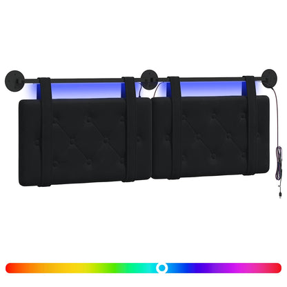 Hängendes Kopfteil Mit LED Licht Schwarz Samt