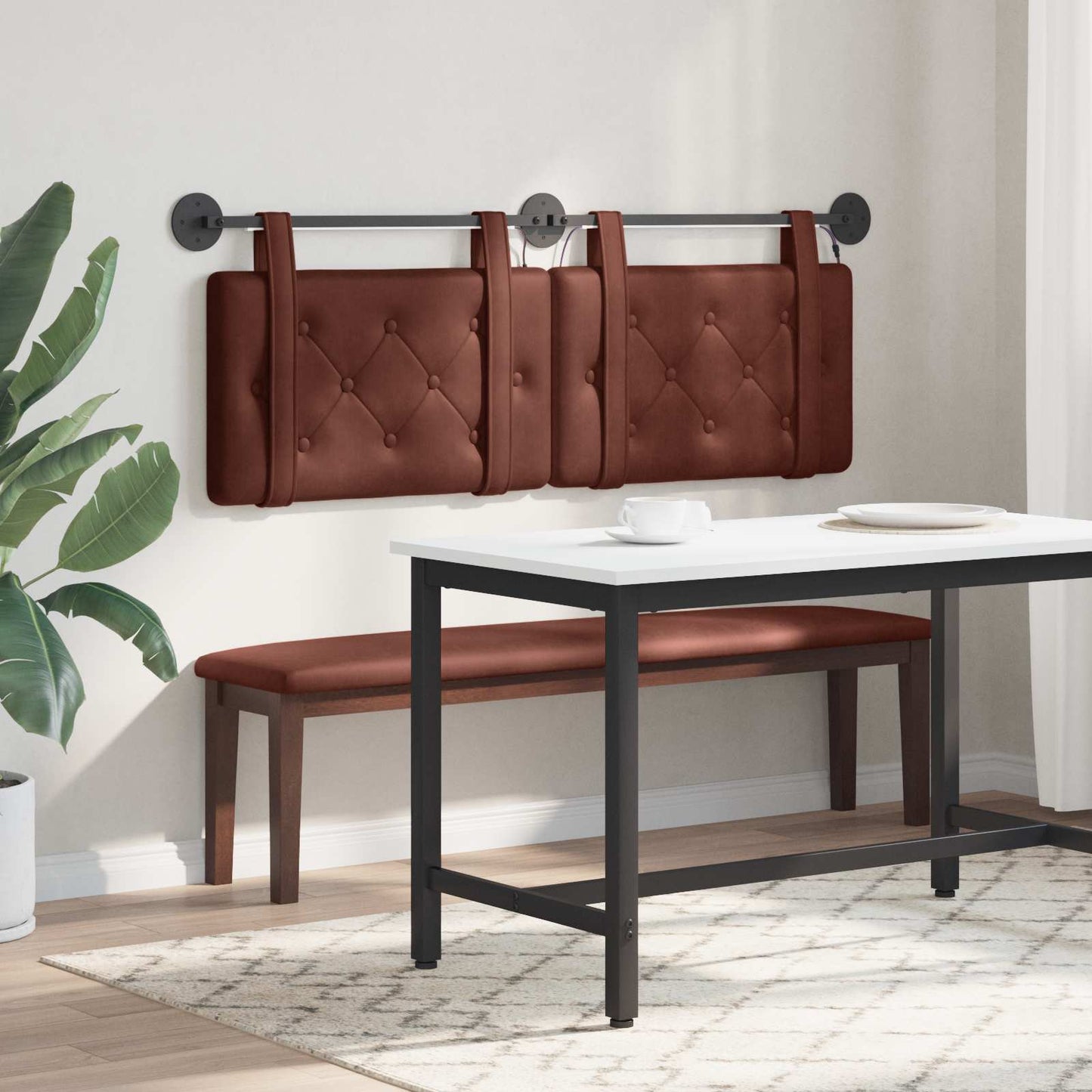 Hängendes Kopfteil Mit LED Licht Glänzendes Braun Antikes PU