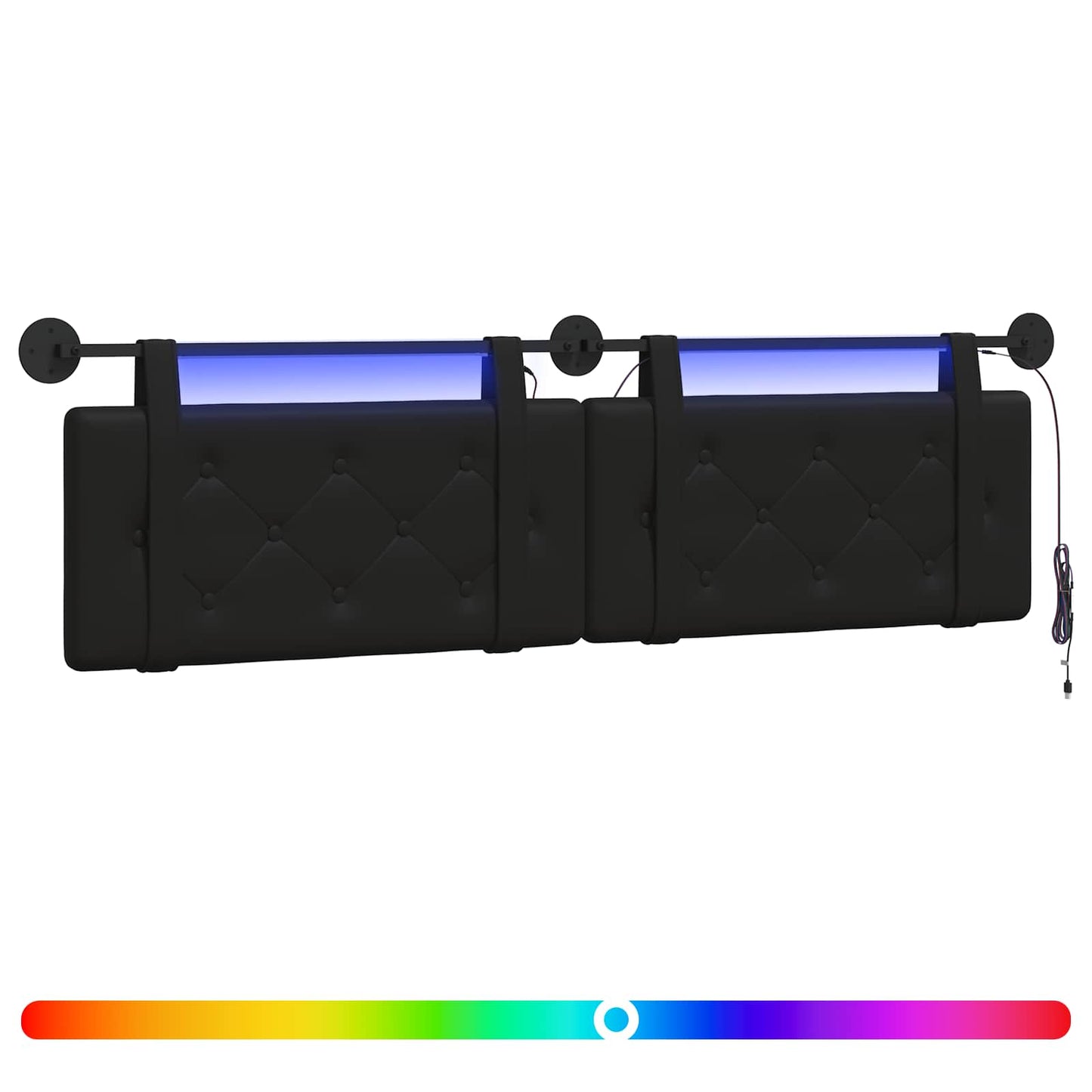 Hängendes Kopfteil Mit LED Licht Schwarz Kunstleder