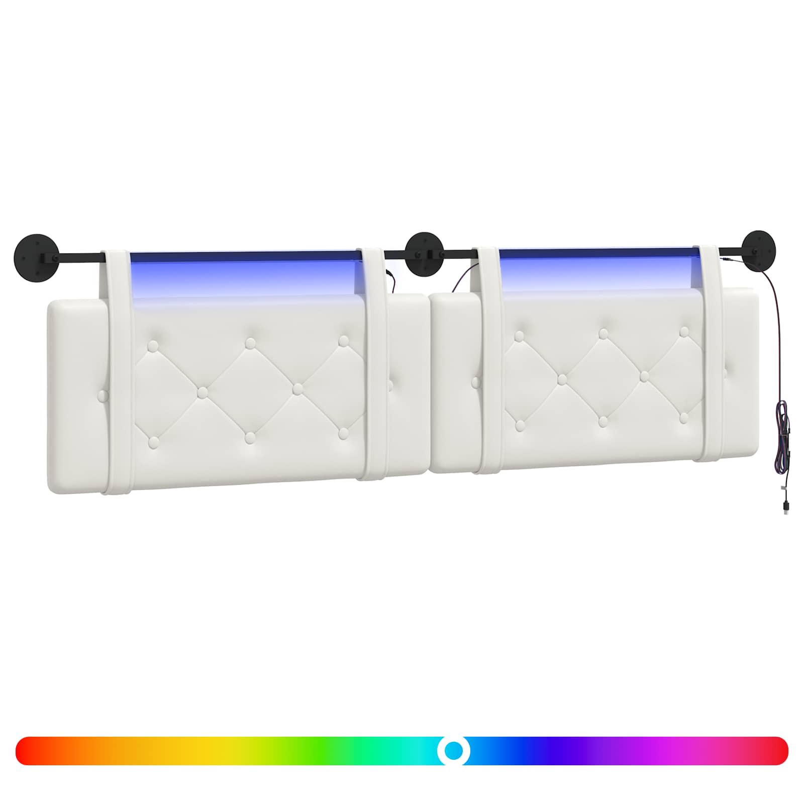 Hängendes Kopfteil Mit LED Licht Weiß Kunstleder