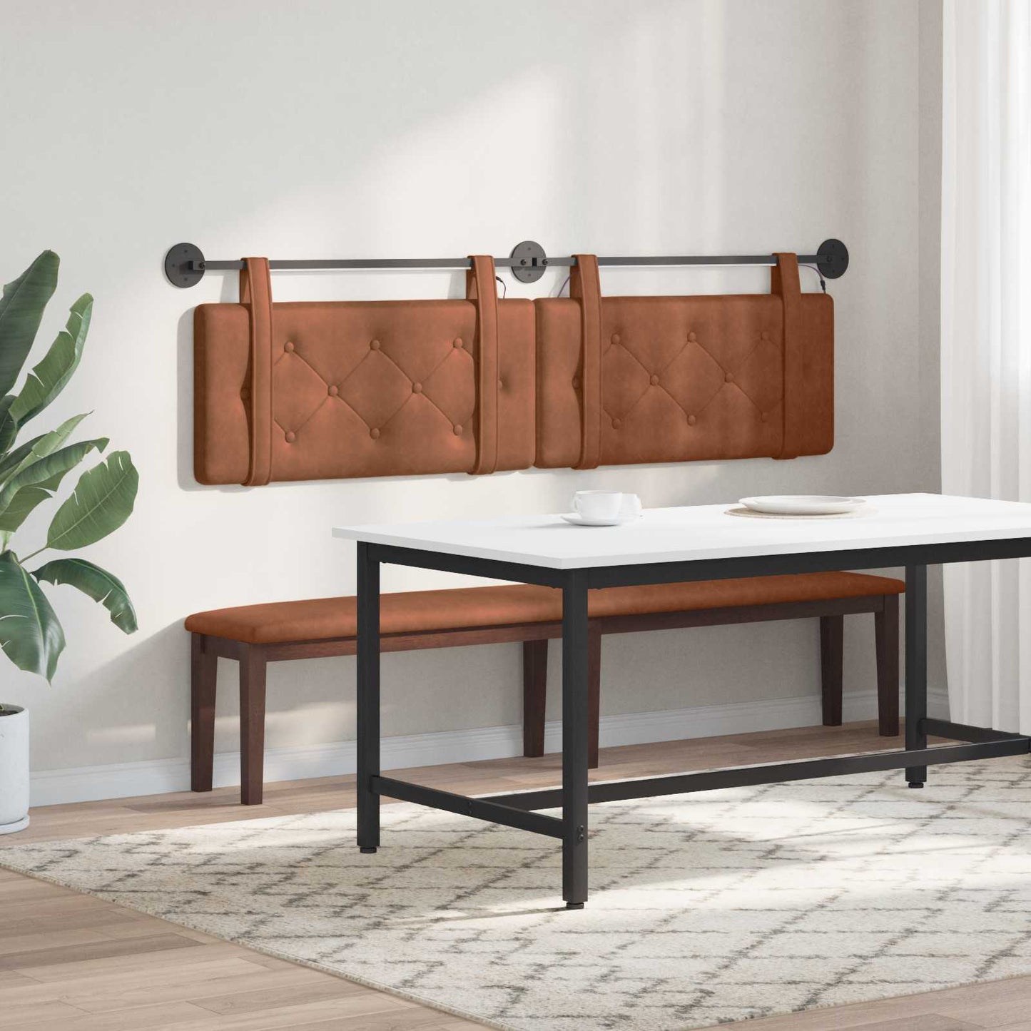 Hängendes Kopfteil Mit LED Licht Braun Antikes PU