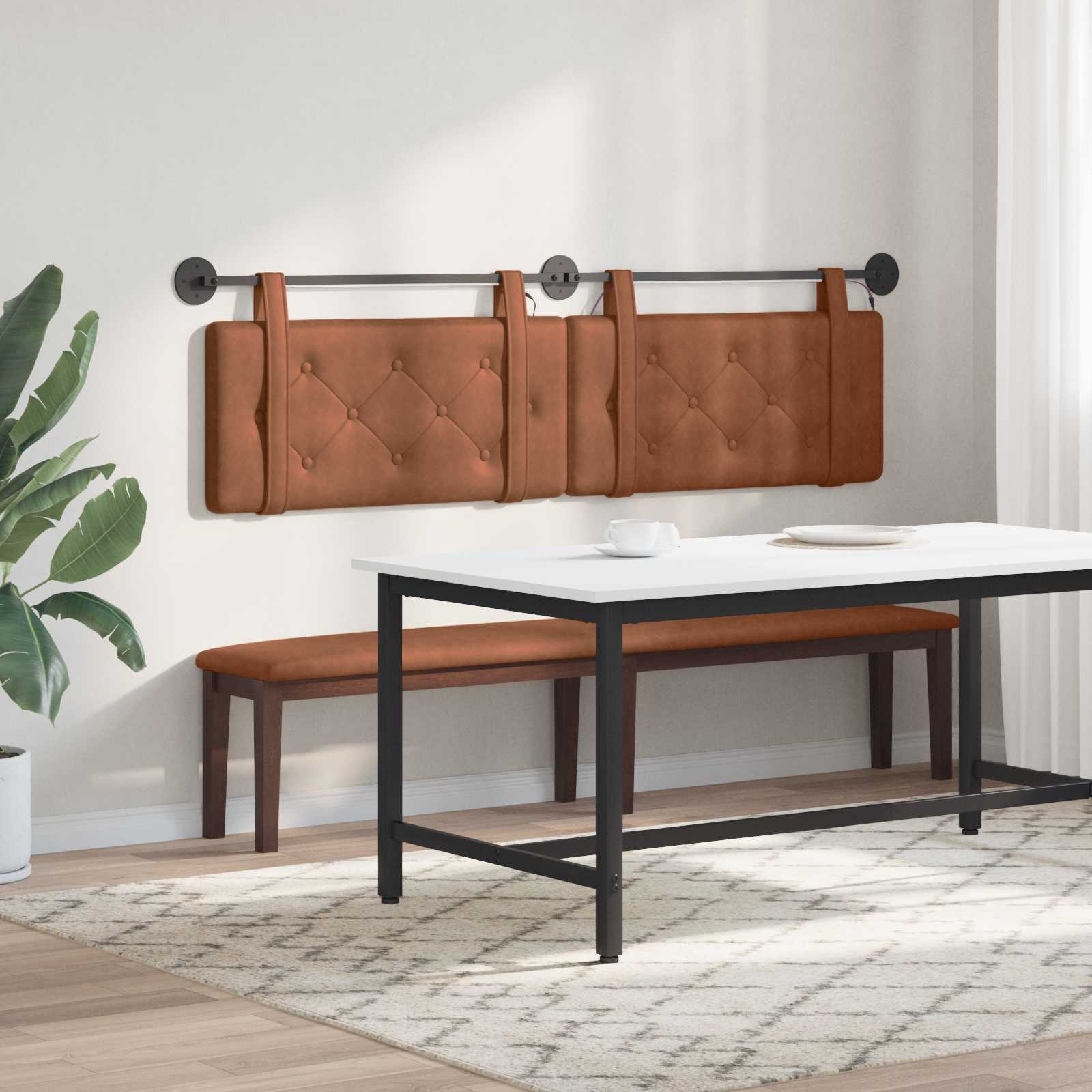 Hängendes Kopfteil Mit LED Licht Braun Antikes PU