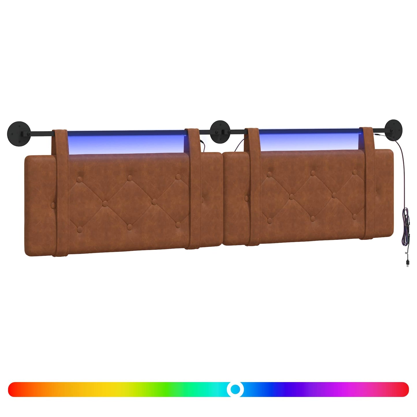 Hängendes Kopfteil Mit LED Licht Braun Antikes PU