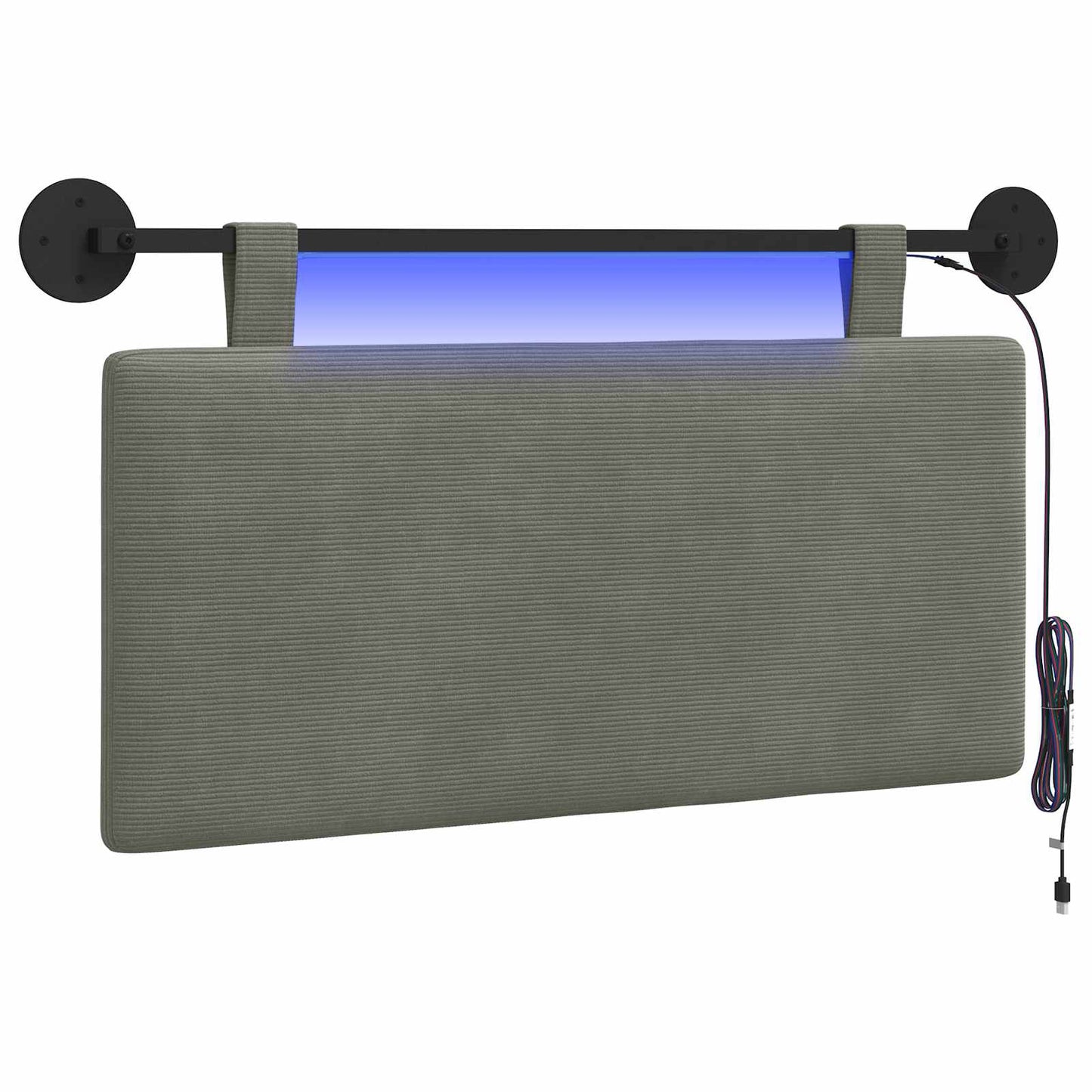 Hängendes Kopfteil Mit LED Licht Hellgrau Cordstoff
