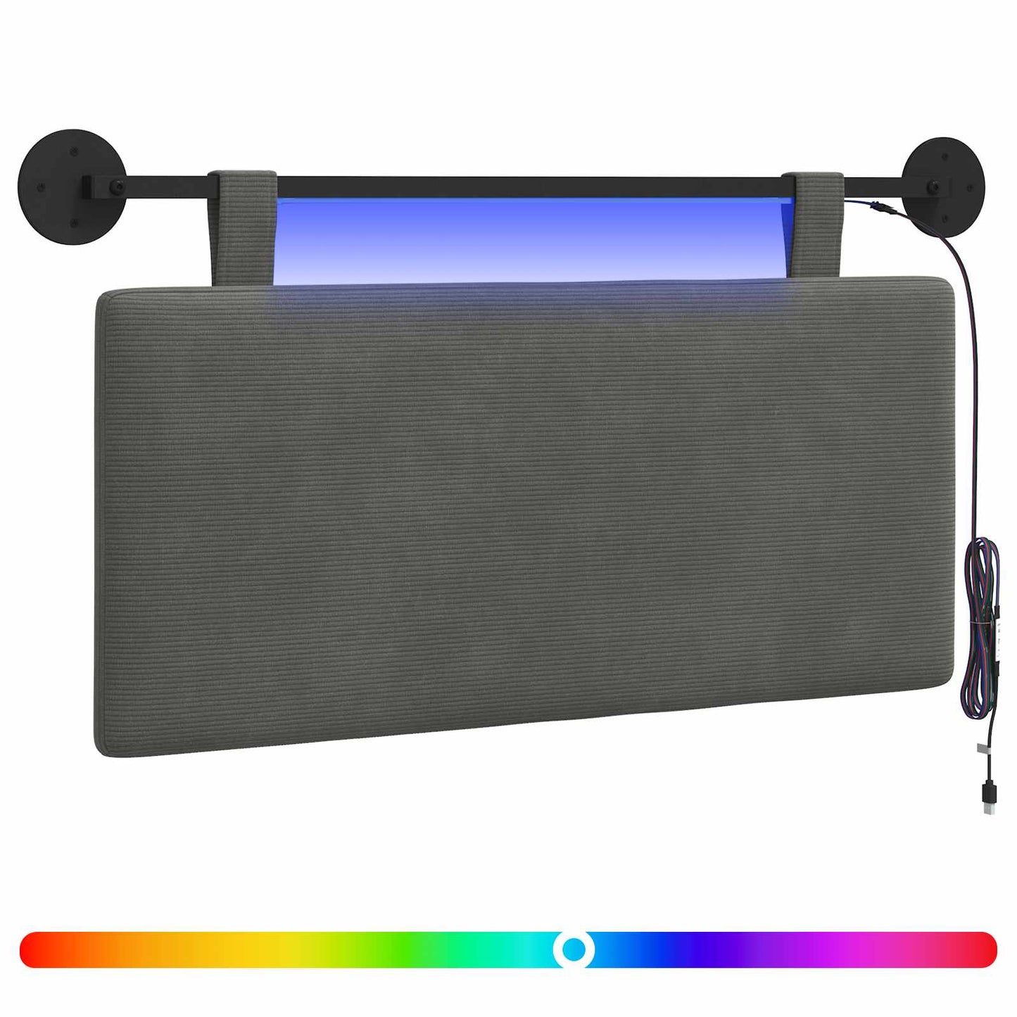 Hängendes Kopfteil Mit LED Licht Dunkelgrau Cordstoff