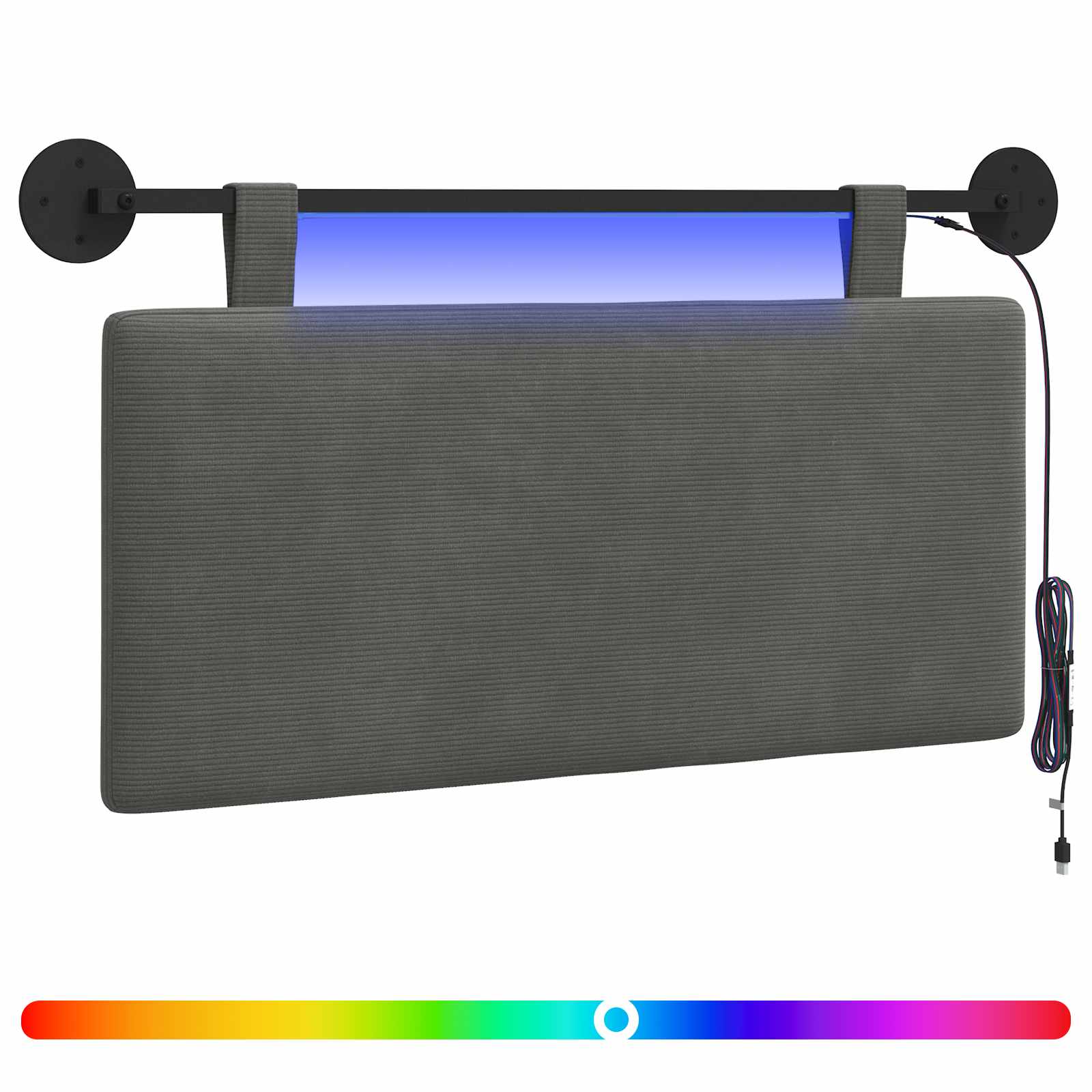 Hängendes Kopfteil Mit LED Licht Dunkelgrau Cordstoff
