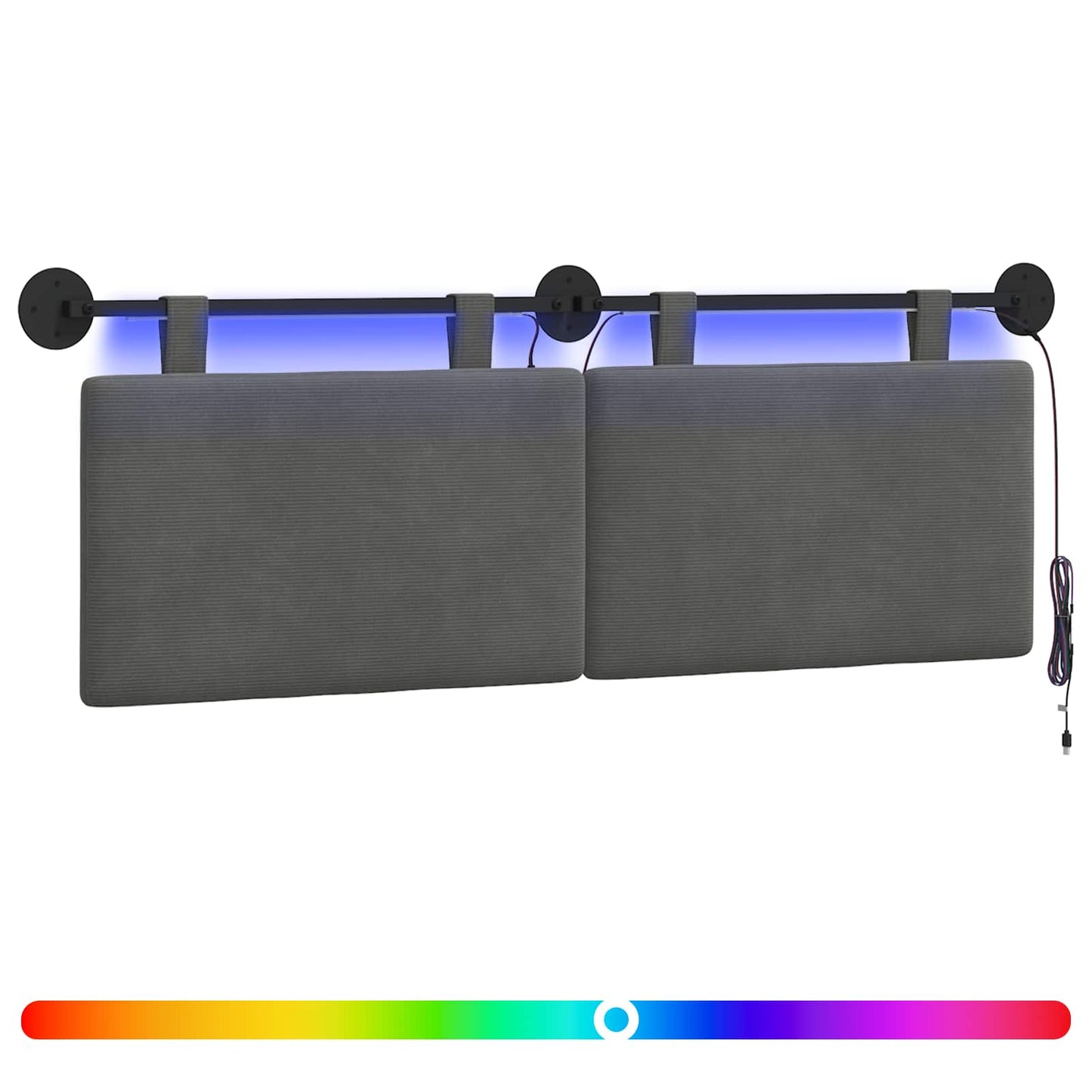 Hängendes Kopfteil Mit LED Licht Dunkelgrau Cordstoff
