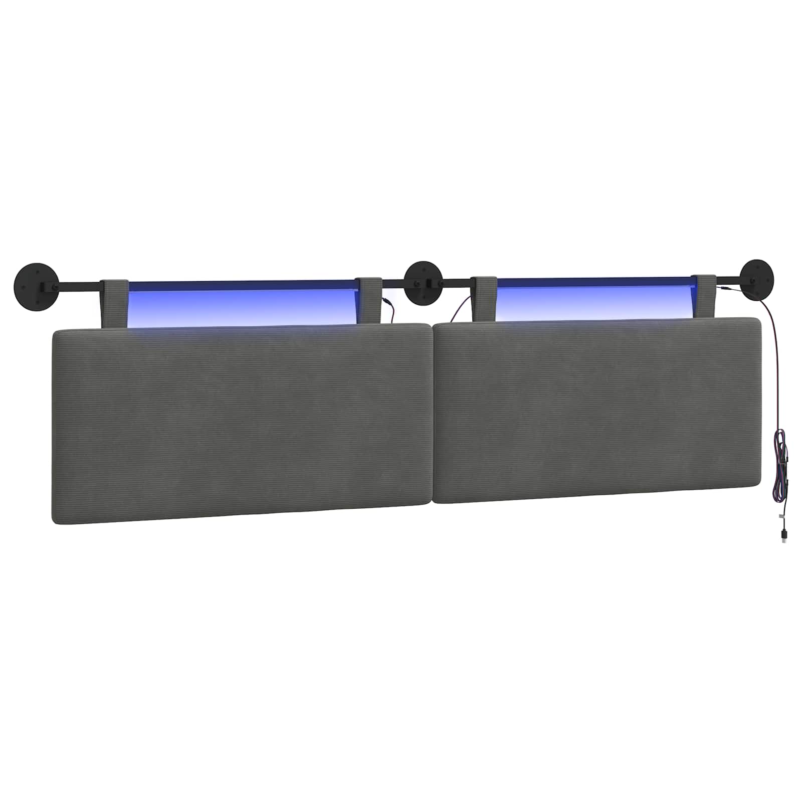 Hängendes Kopfteil Mit LED Licht Dunkelgrau Cordstoff