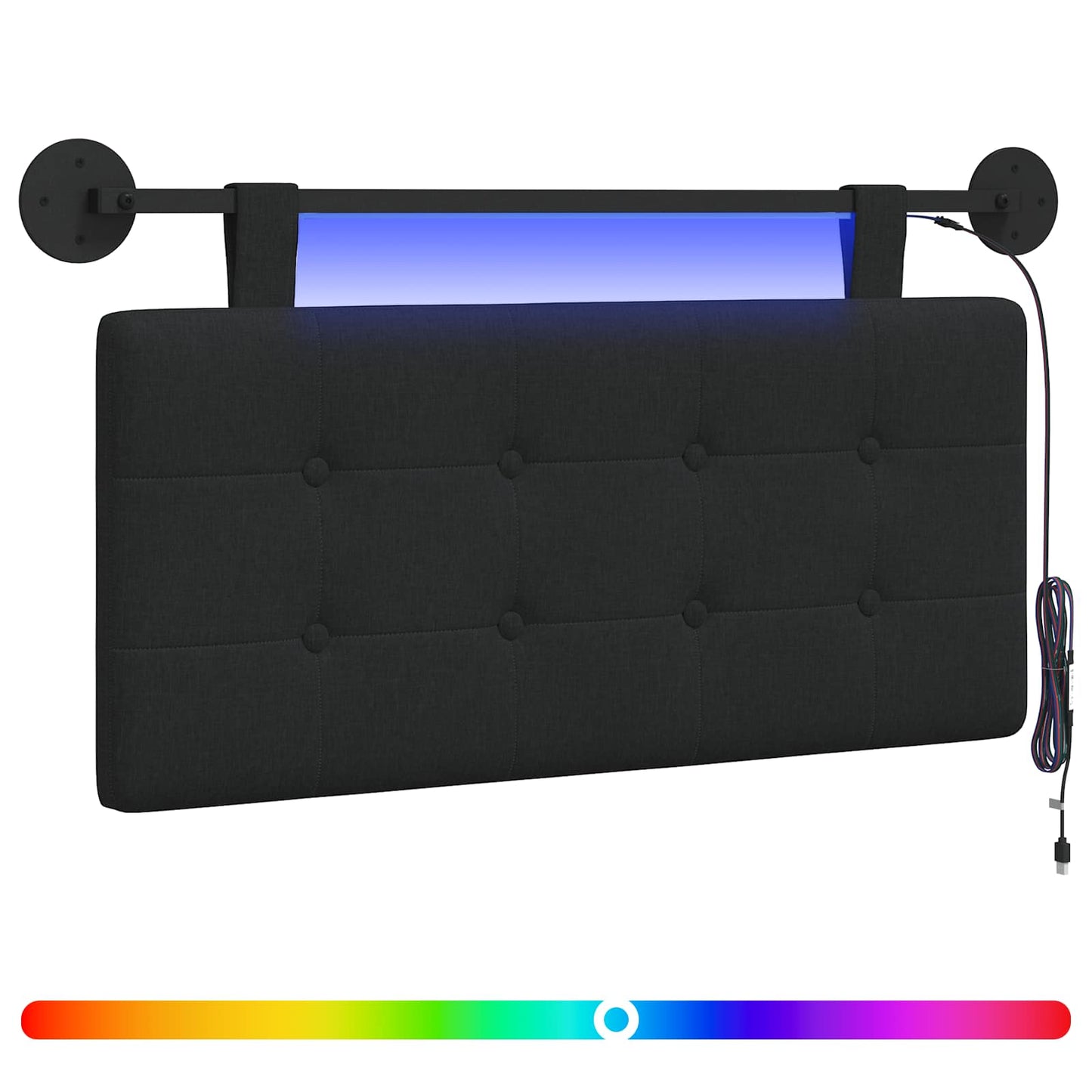 Hängendes Kopfteil Mit LED Licht Schwarz Stoff