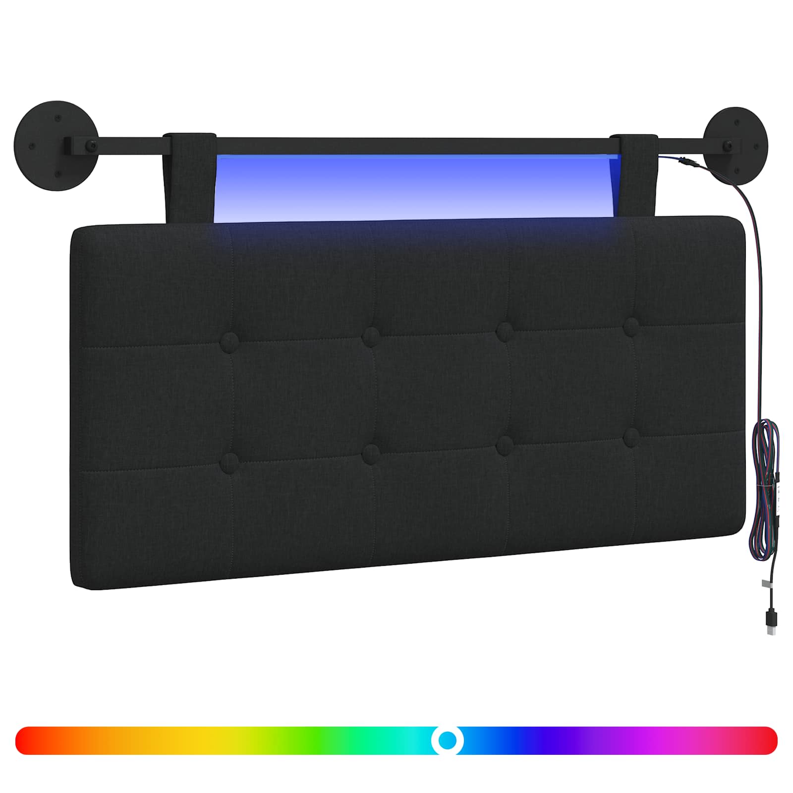 Hängendes Kopfteil Mit LED Licht Schwarz Stoff