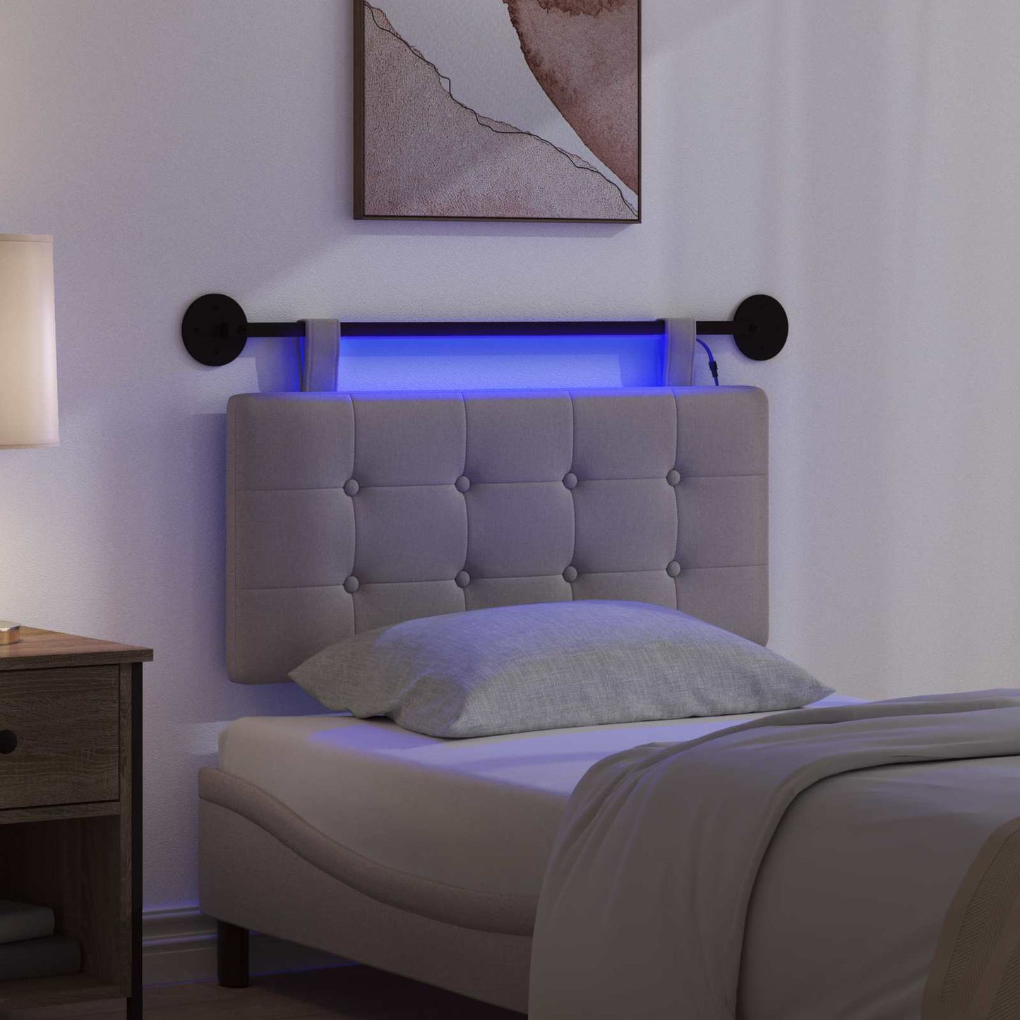 Hängendes Kopfteil Mit LED Licht Taupe Stoff