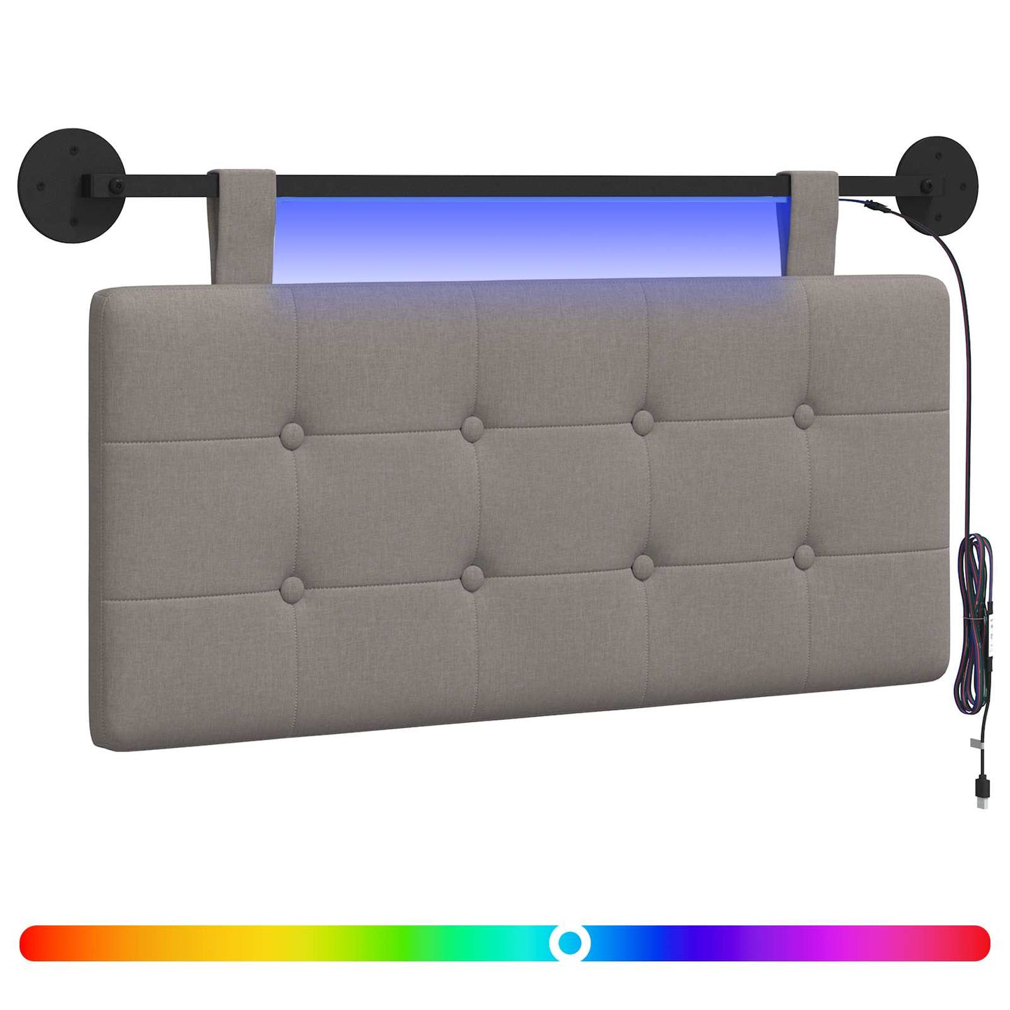 Hängendes Kopfteil Mit LED Licht Taupe Stoff