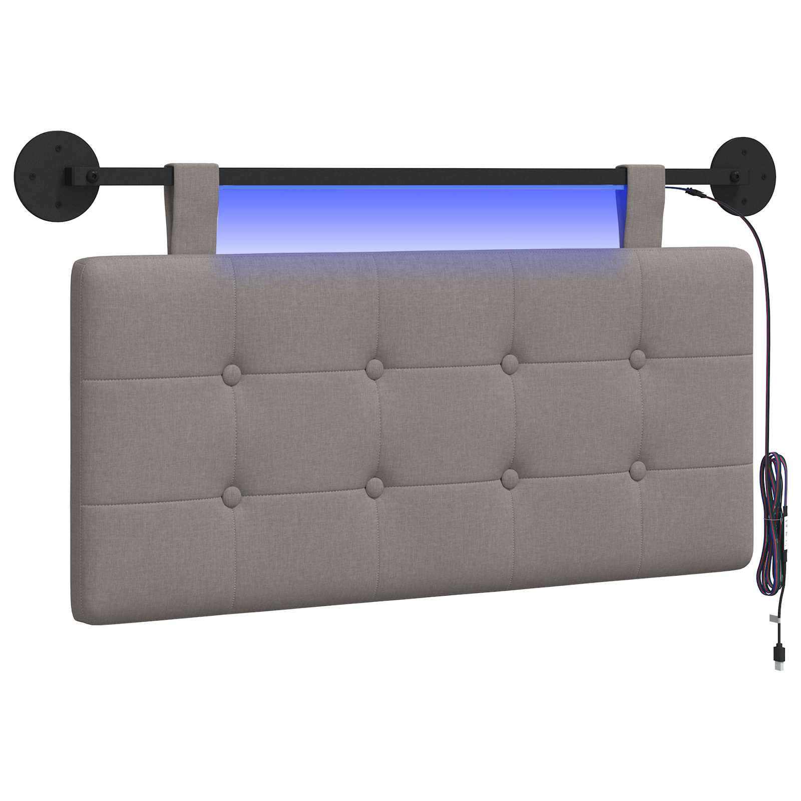 Hängendes Kopfteil Mit LED Licht Taupe Stoff