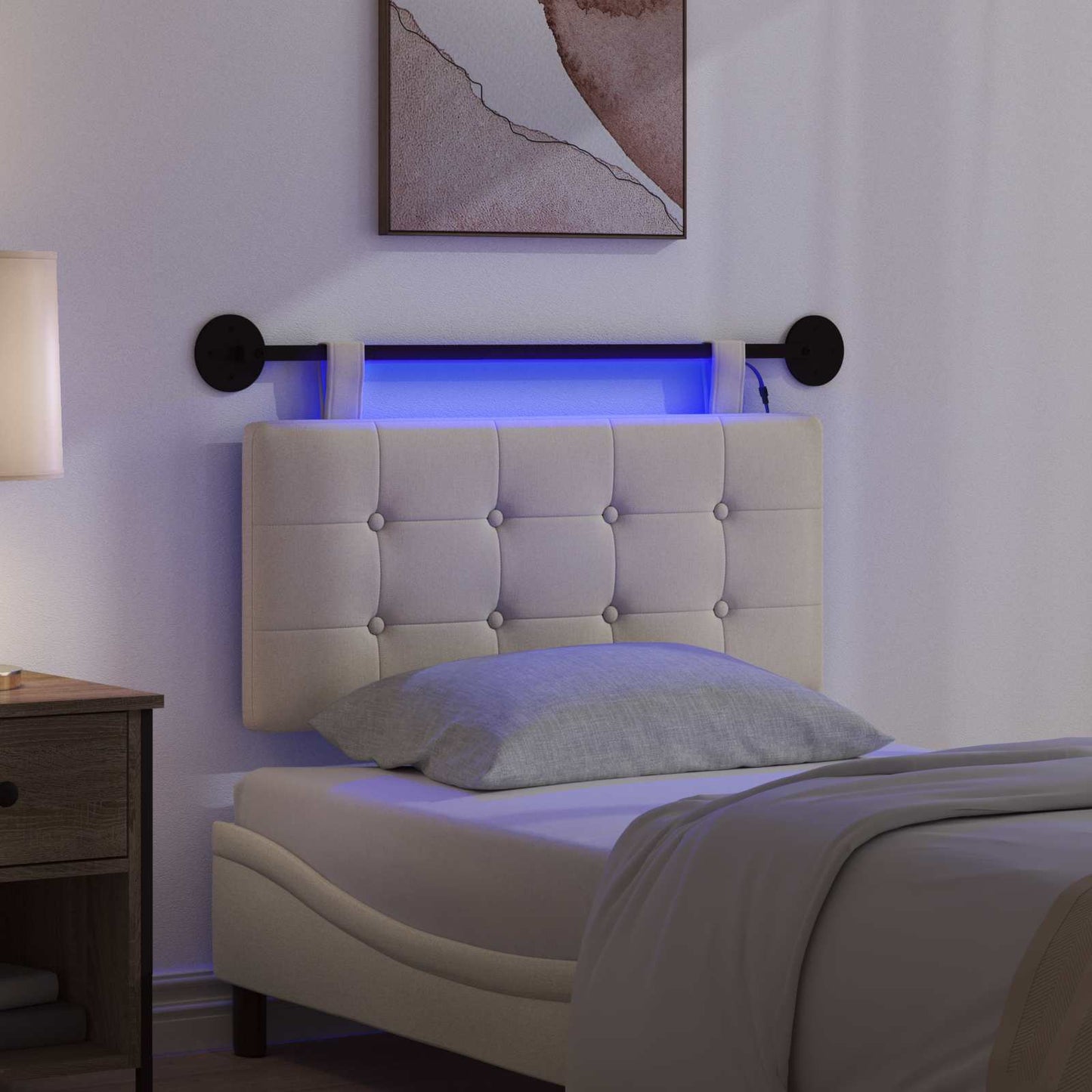 Hängendes Kopfteil Mit LED Licht Creme Stoff
